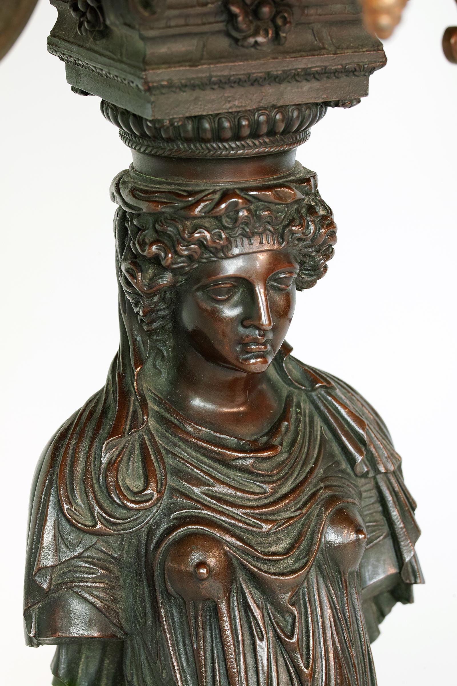 French, Bronze Lamp by Achille Collas after Jean Goulon's Caryatids 14