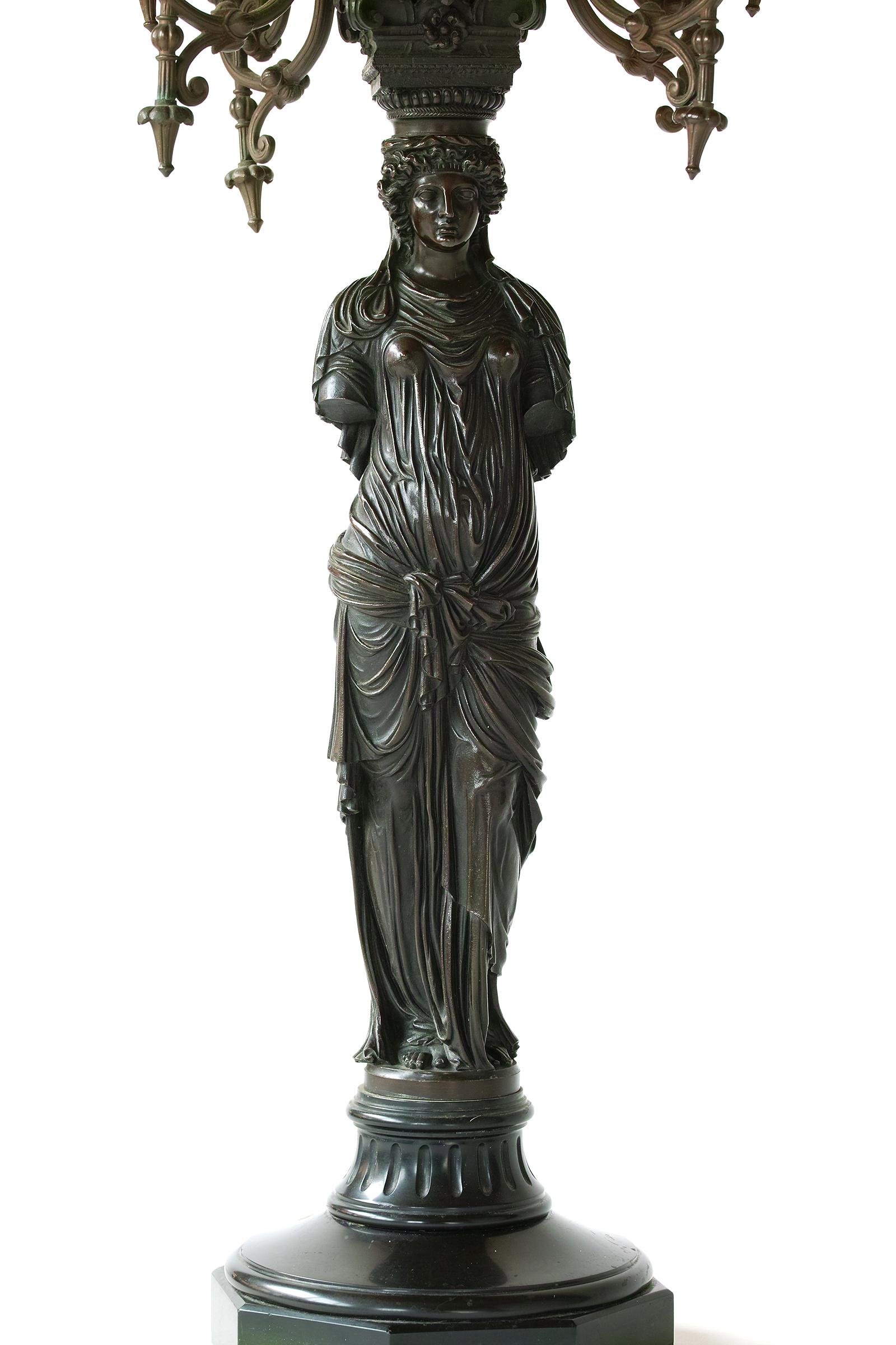 French, Bronze Lamp by Achille Collas after Jean Goulon's Caryatids 2