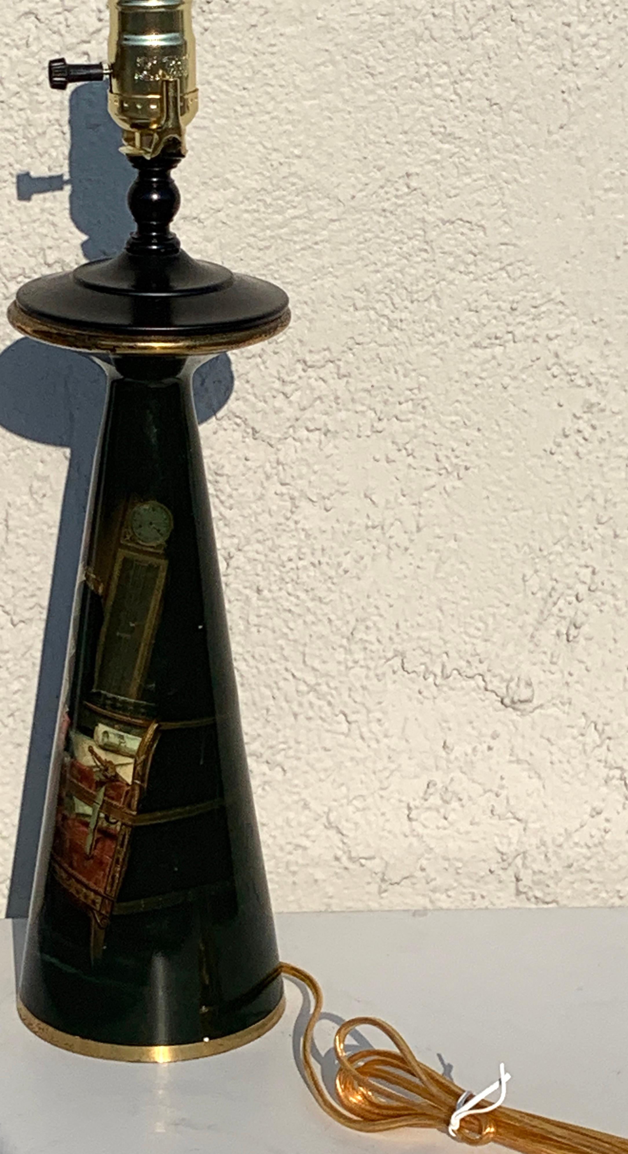 Smaltato Lampada francese in bronzo, smaltata con l'imperatore Napoleone nel suo studio alle Tuileries in vendita