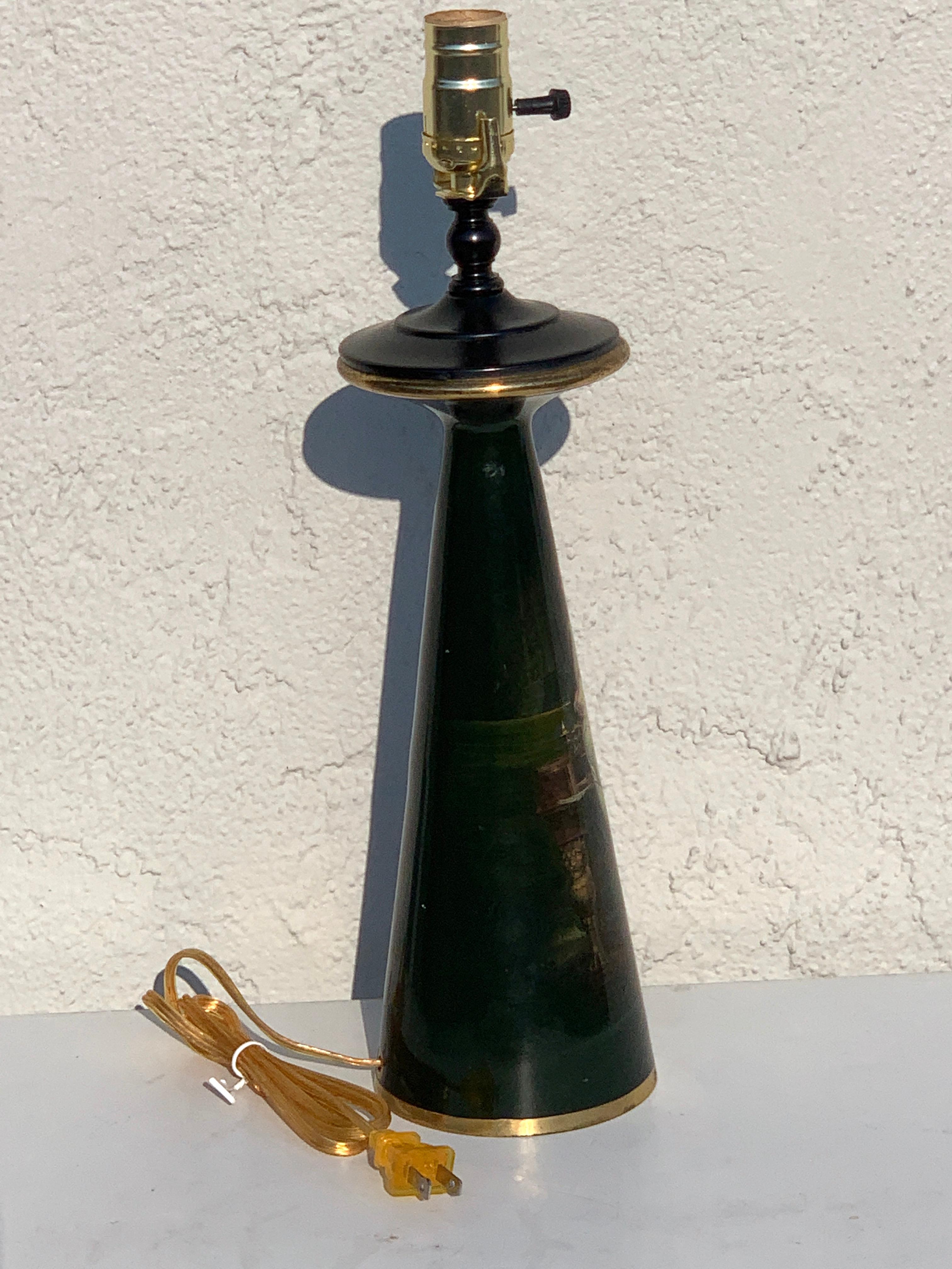 French Bronze Lamp, Enameled with Emperor Napoleon in His Study at the Tuileries For Sale 1