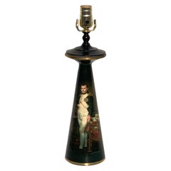 Vintage French Bronze Lamp, Enameled with Emperor Napoleon in His Study at the Tuileries