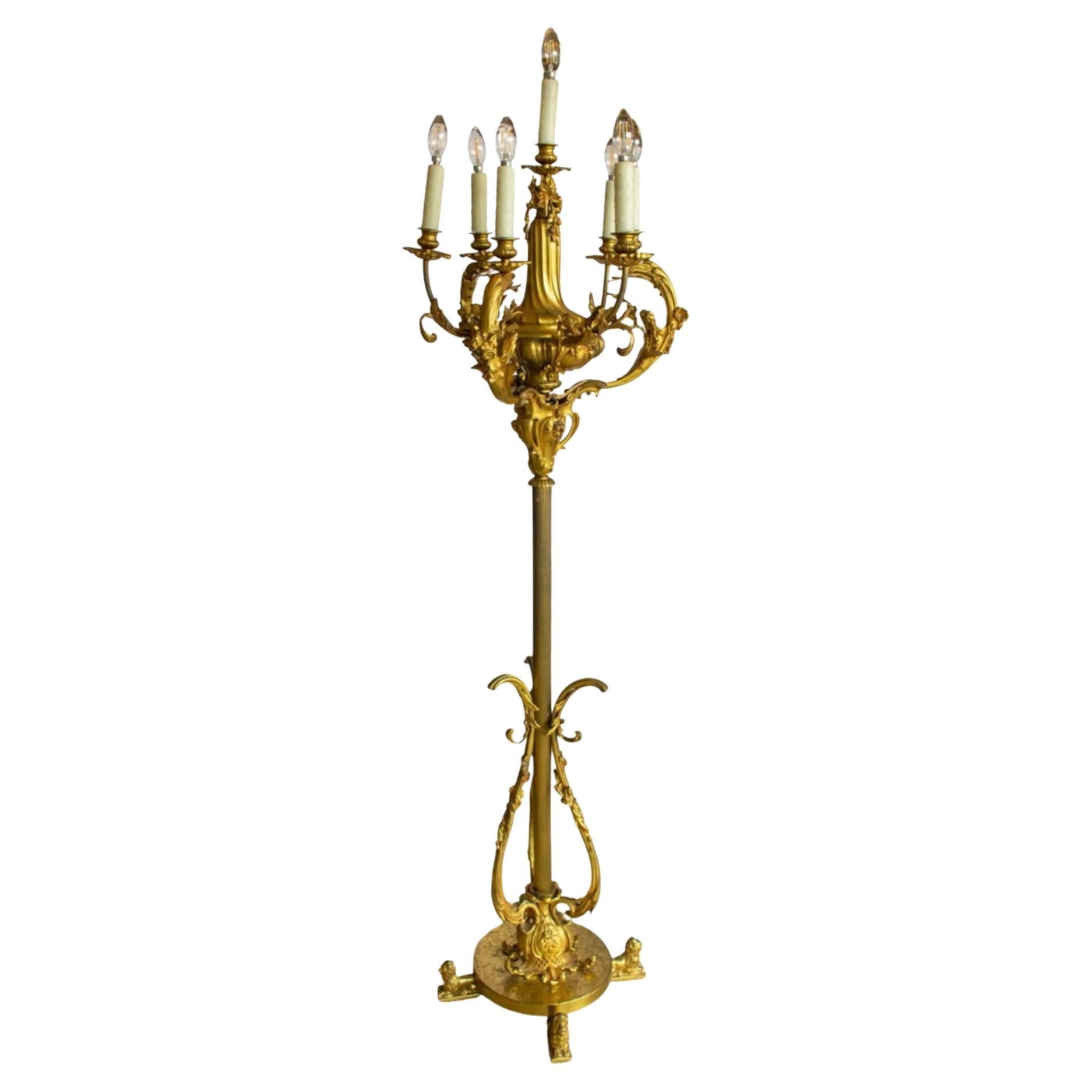 French Bronze Lamp For Sale