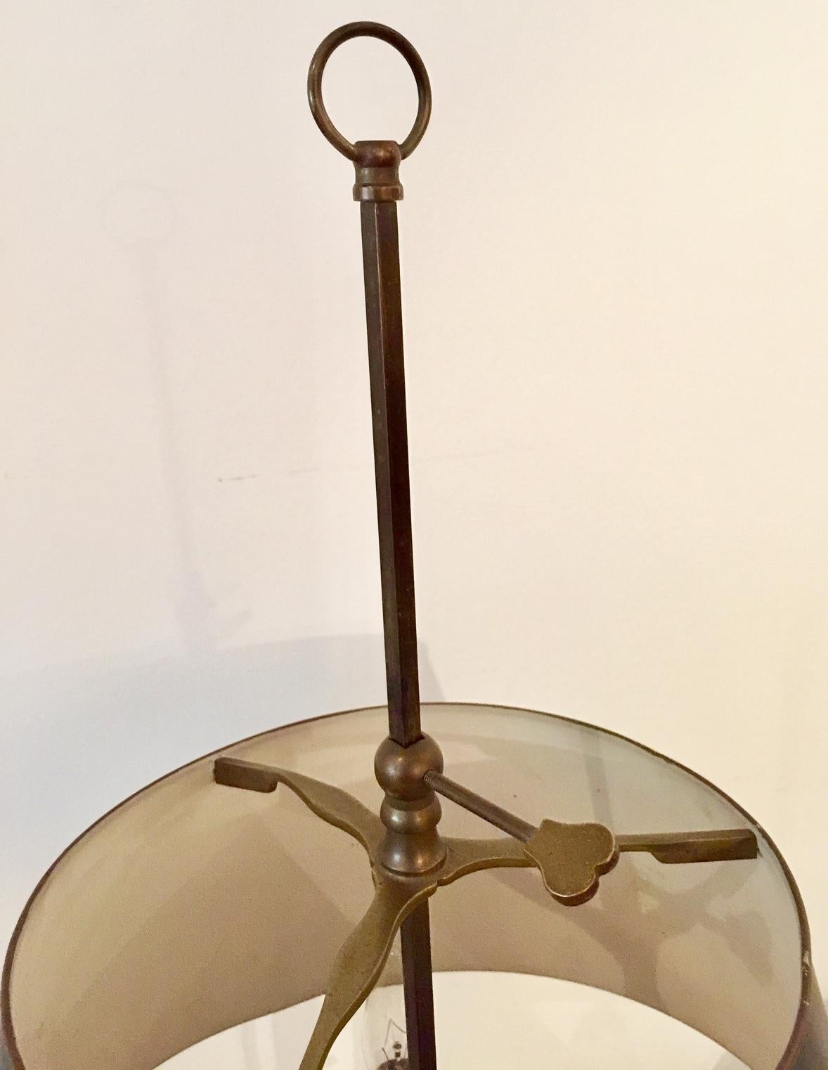 French Bronze Lampe Bouillotte with Dark Green Tôle Shade 2