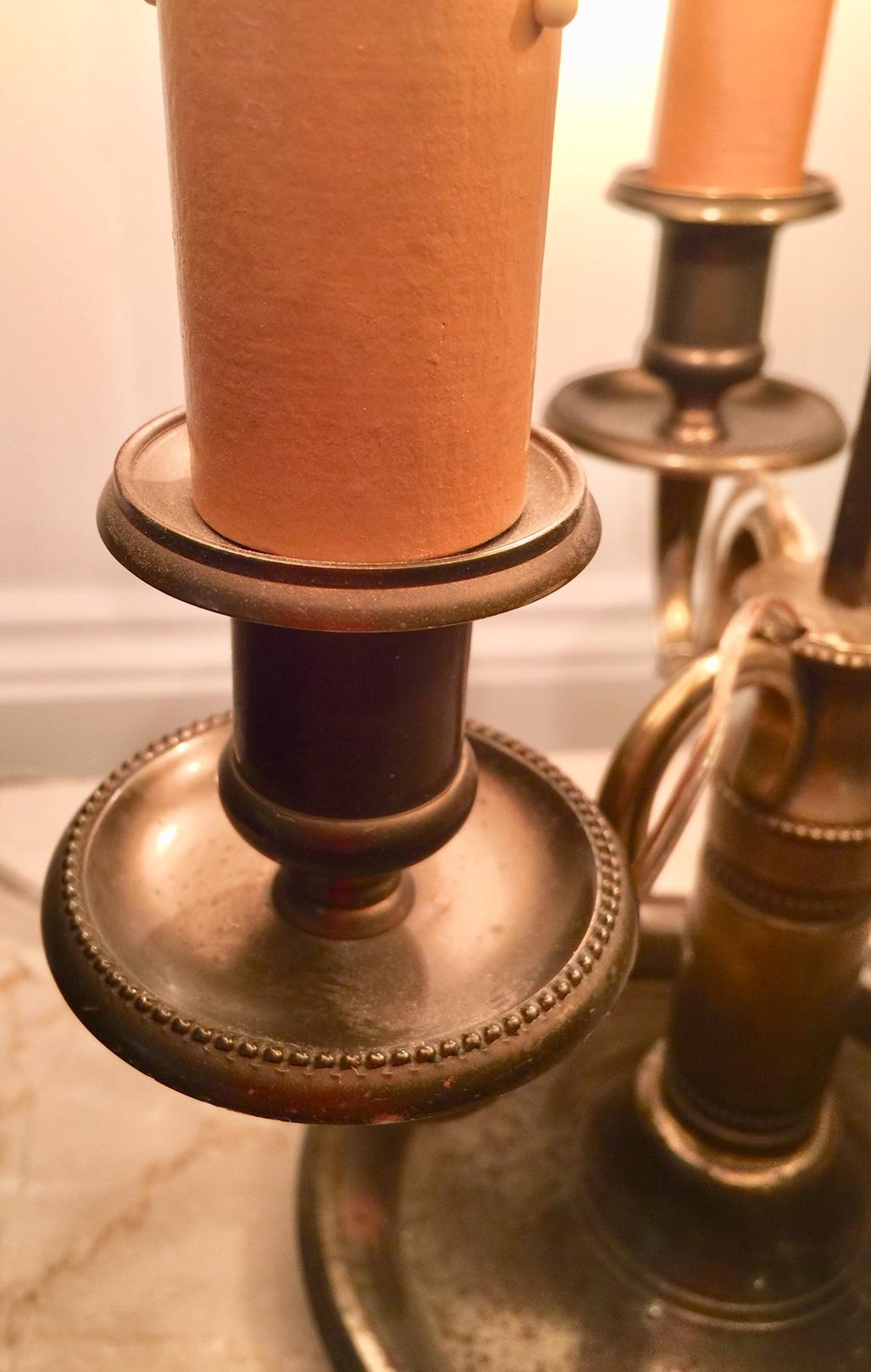 French Bronze Lampe Bouillotte with Dark Green Tôle Shade In Good Condition In Montreal, Quebec