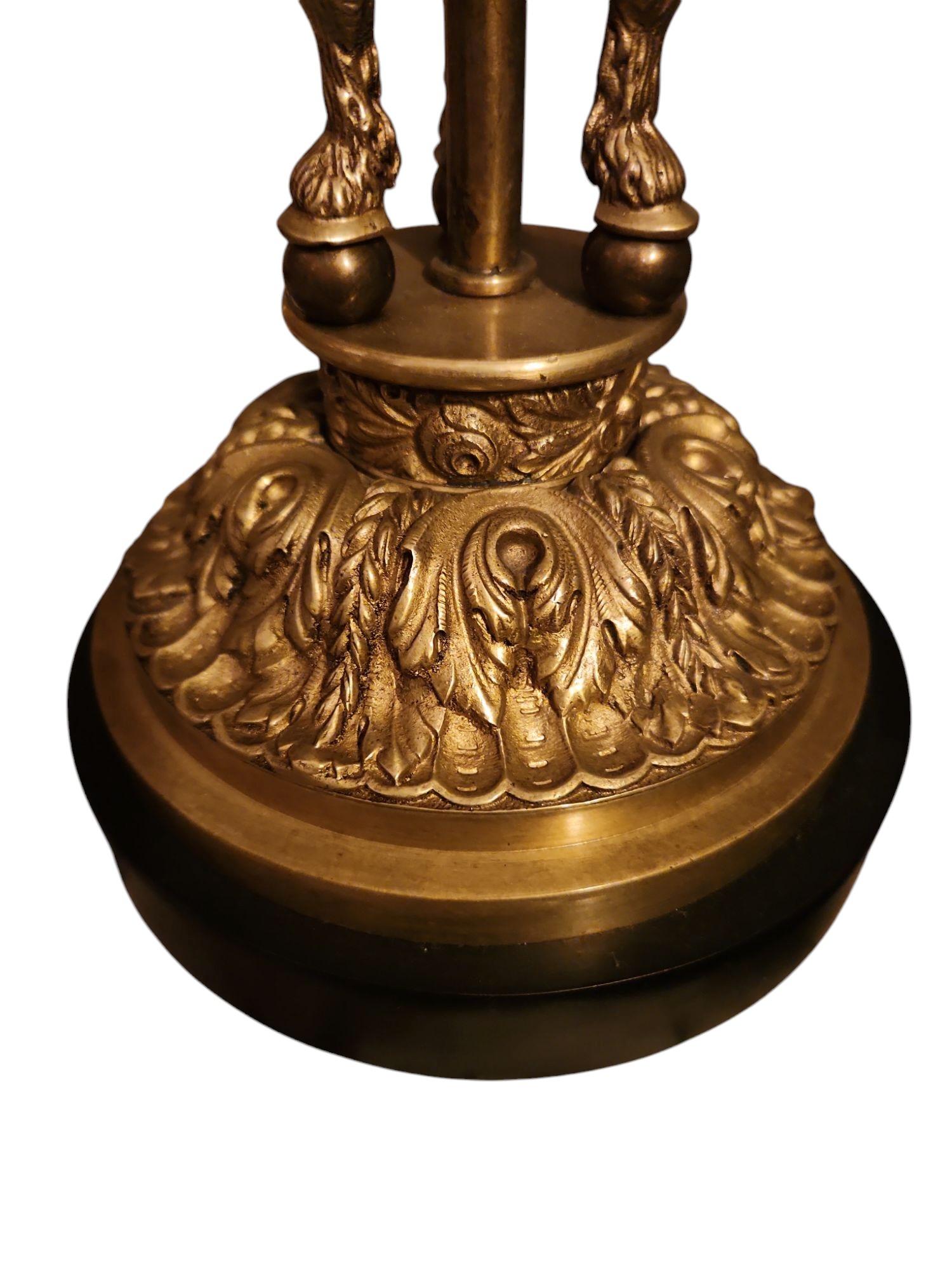 Lámparas francesas de bronce con pantallas a medida, Siglo XX Francés en venta