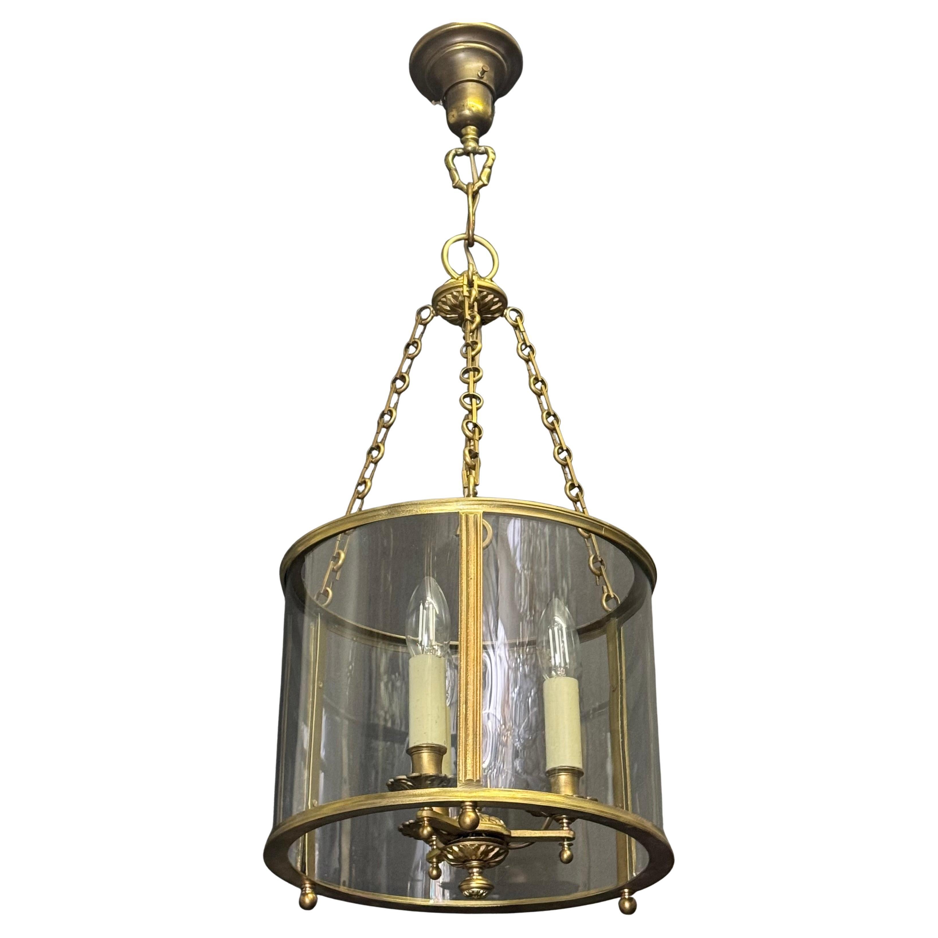 Lampadario a lanterna in bronzo francese, anni '70 circa