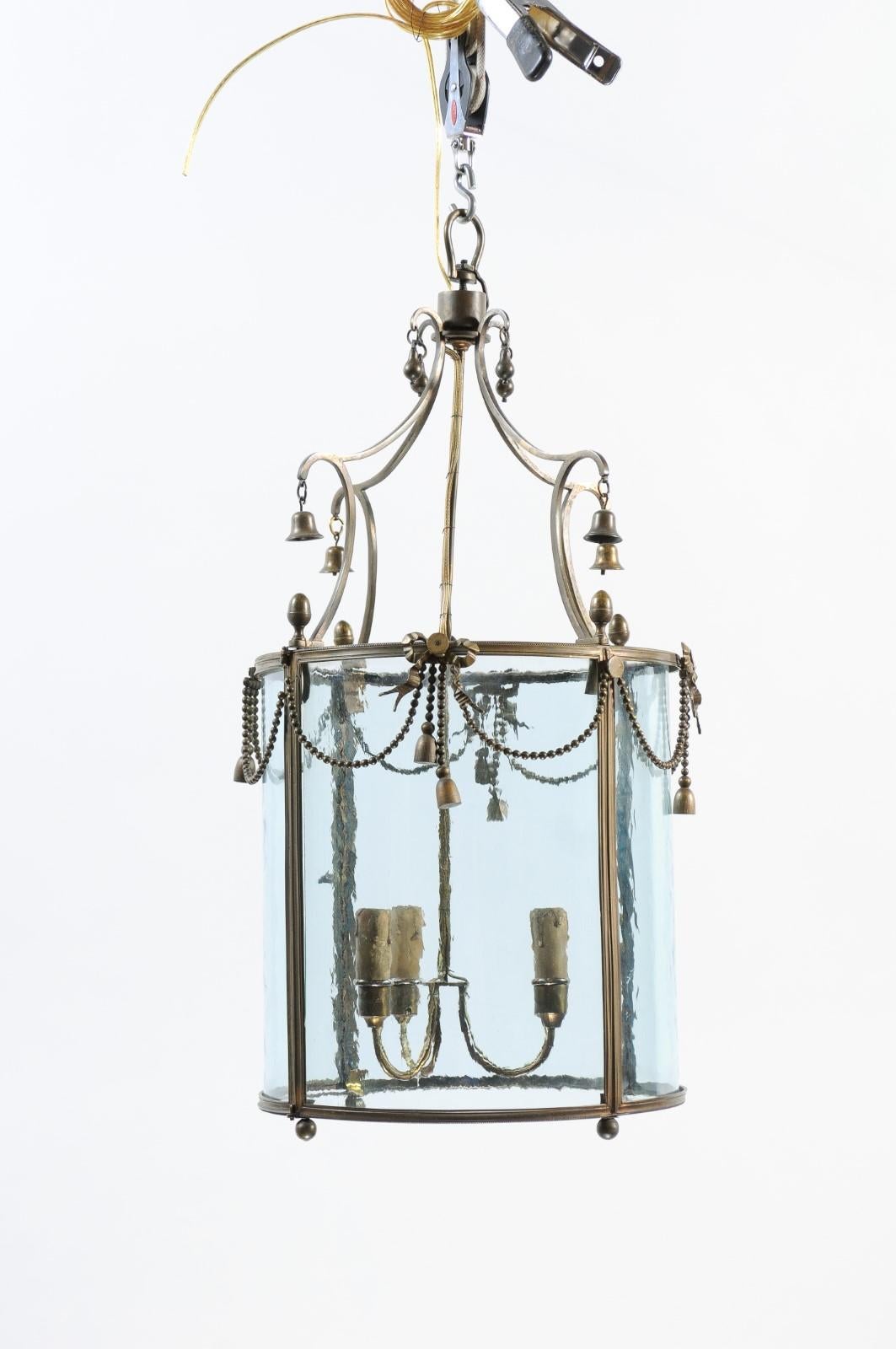 French Bronze Lantern with 3 Lights & Bells, ca. 1890 For Sale 7