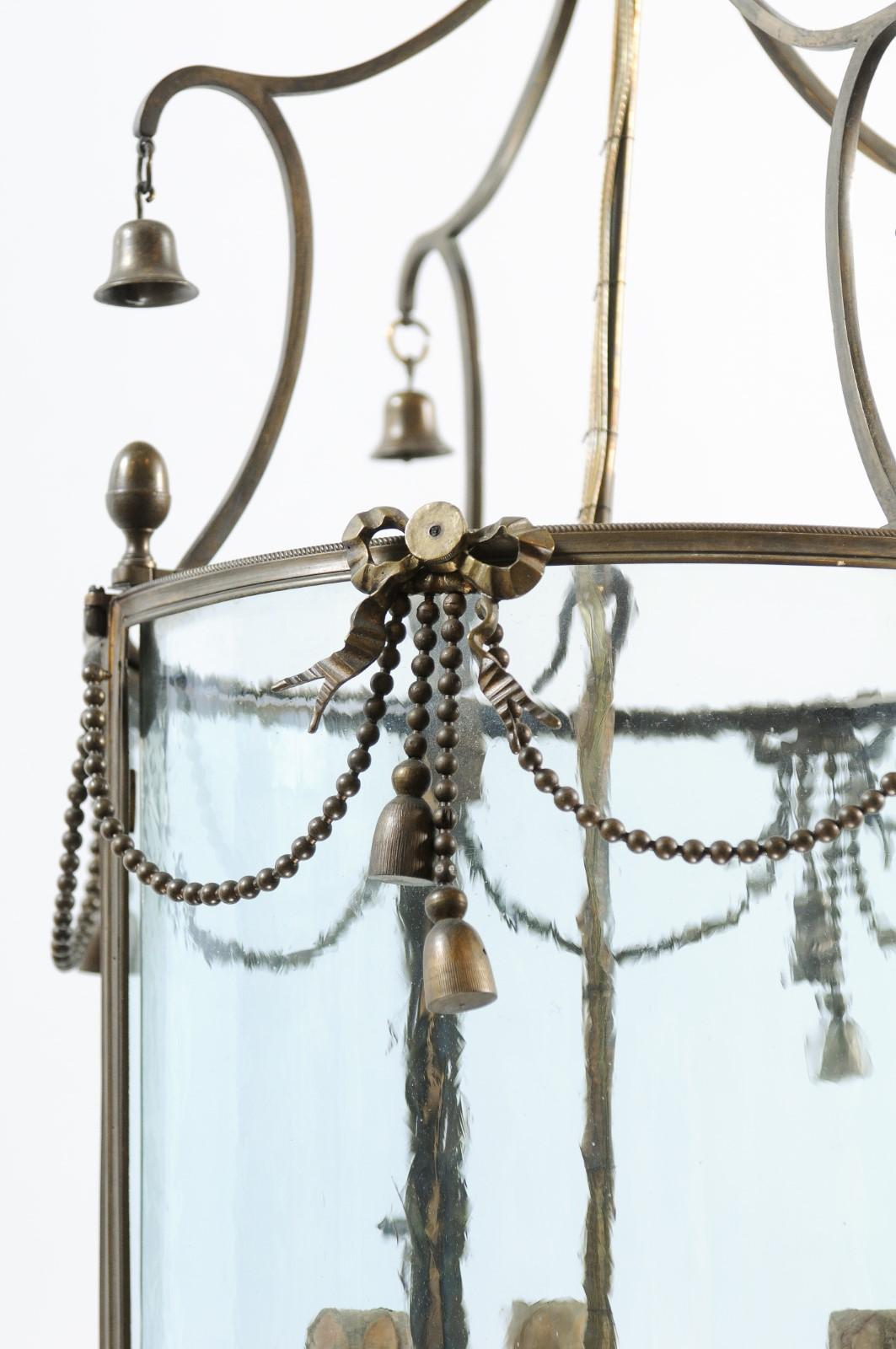 French Bronze Lantern with 3 Lights & Bells, ca. 1890 For Sale 1
