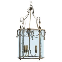 French Bronze Lantern with 3 Lights & Bells, ca. 1890