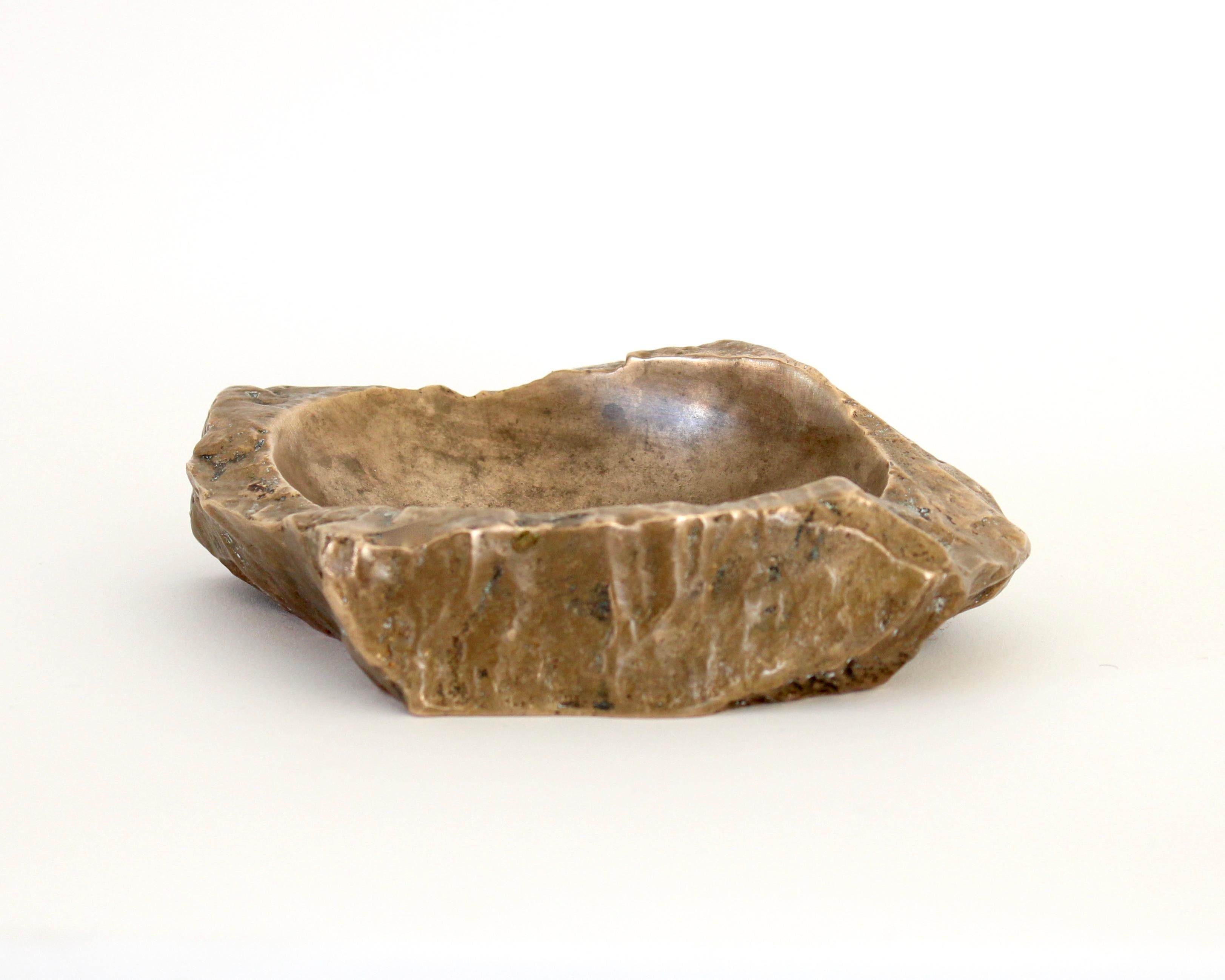 Mid-Century Modern French Bronze Large Rock Form Vide Poche or Ashtray by Monique Gerber