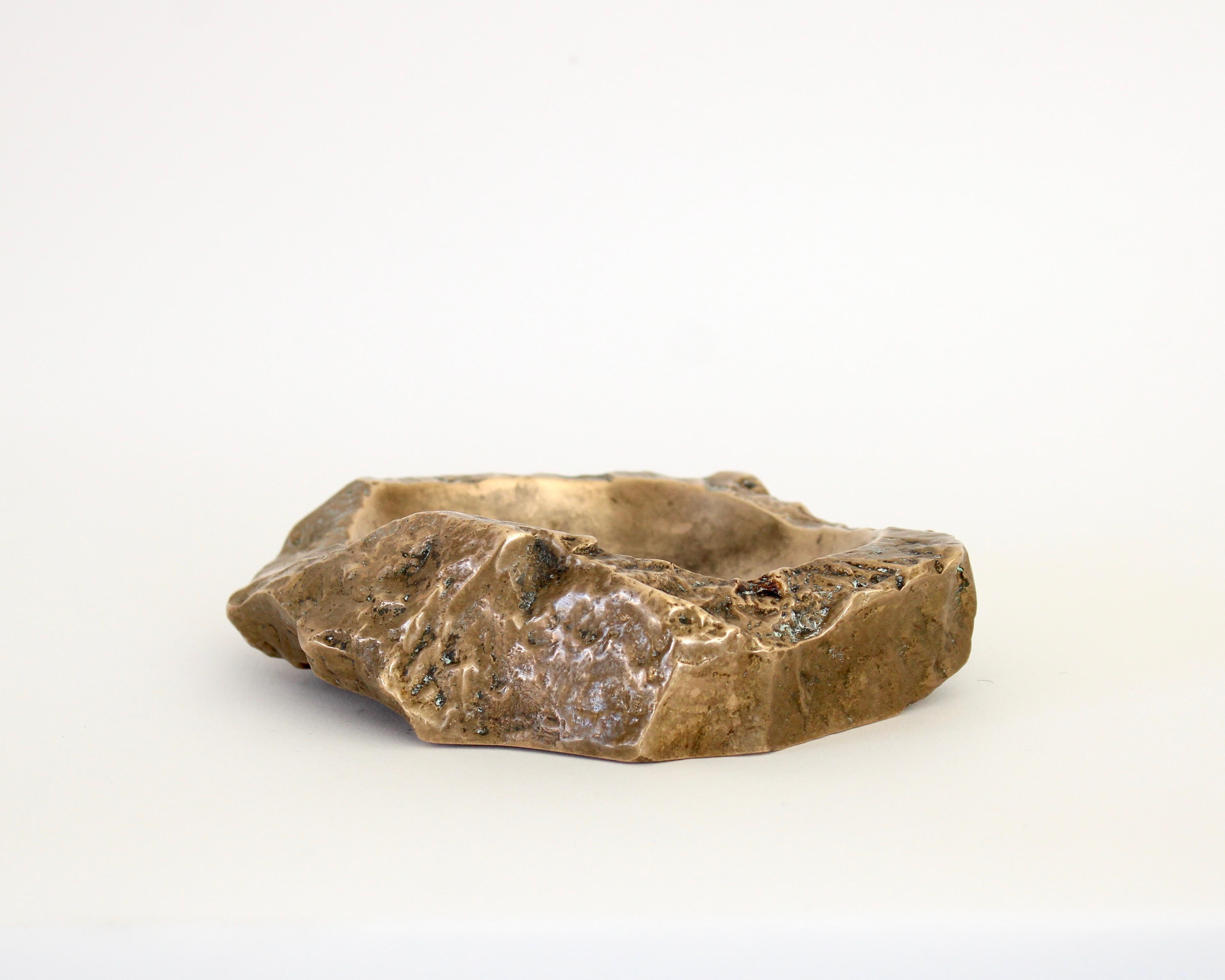 Late 20th Century French Bronze Large Rock Form Vide Poche or Ashtray by Monique Gerber