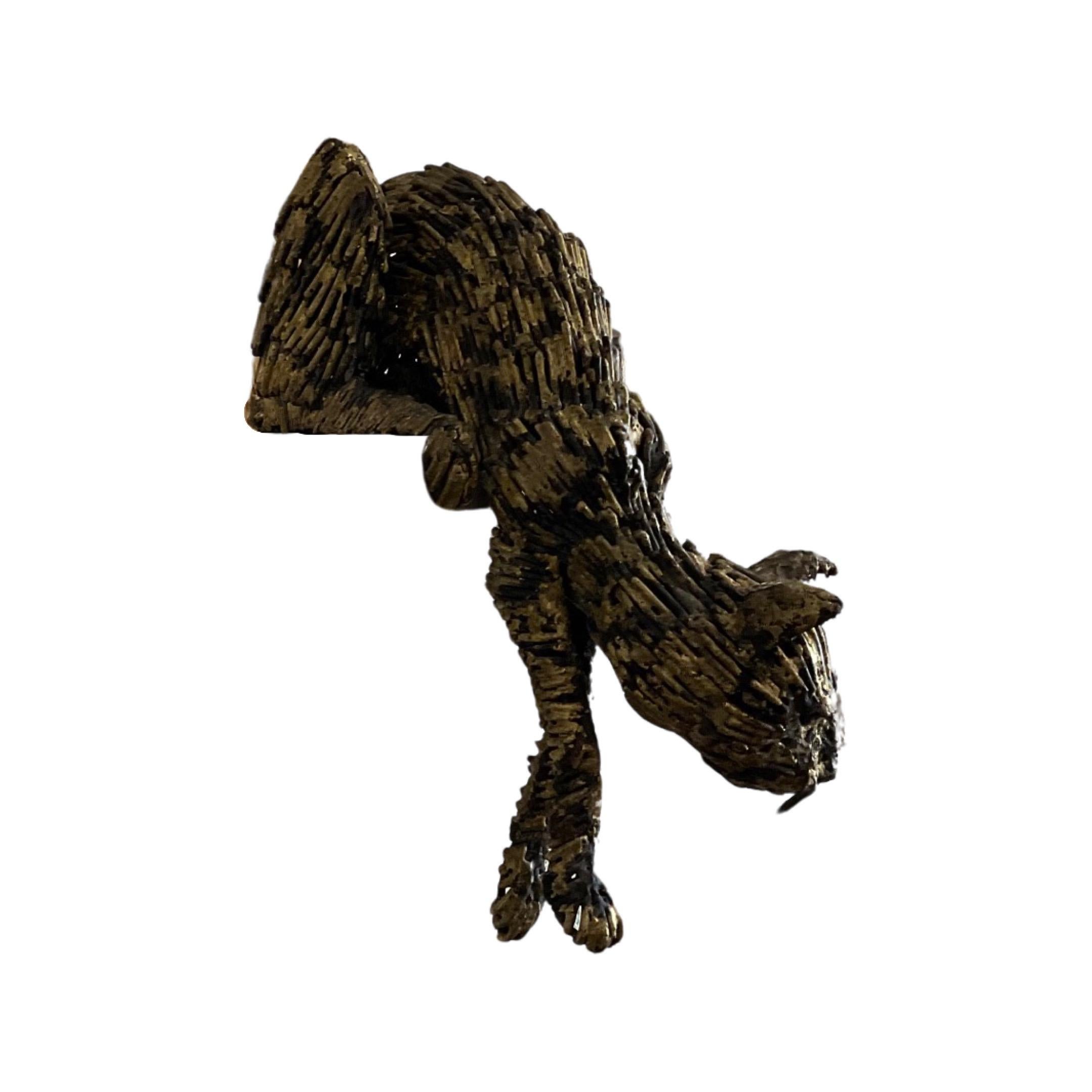 Bronze Sculpture française de chat à ledge en bronze en vente