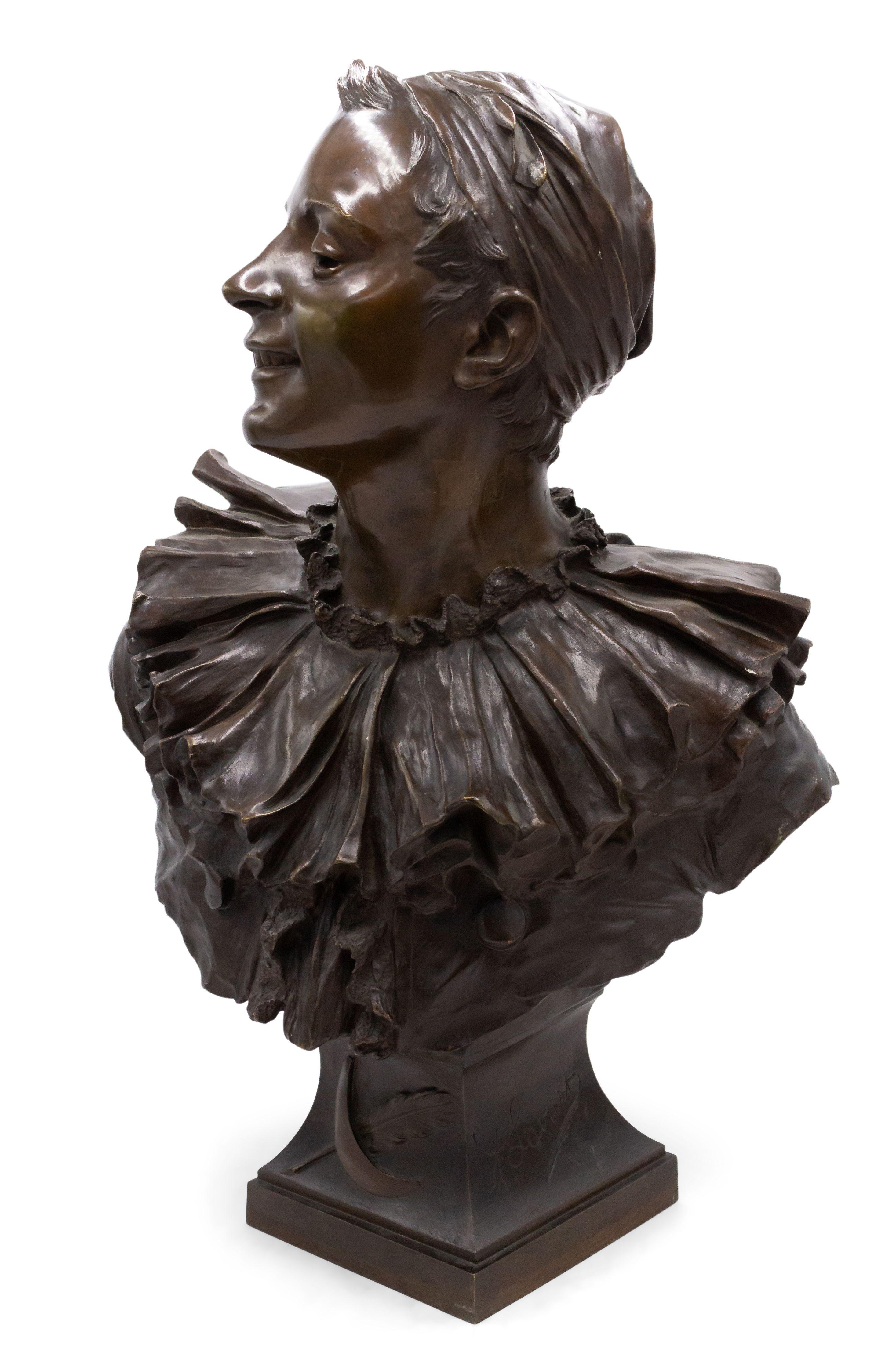 French Bronze Harlequin Bust For Sale 1