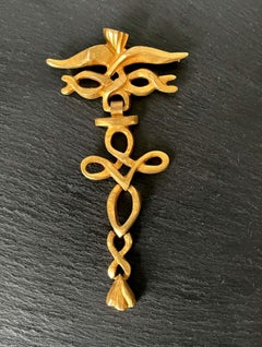 French Bronze Link Brooch Line Vautrin