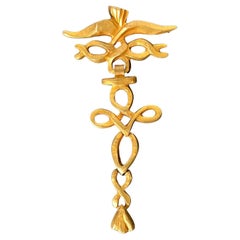 French Bronze Link Brooch Line Vautrin