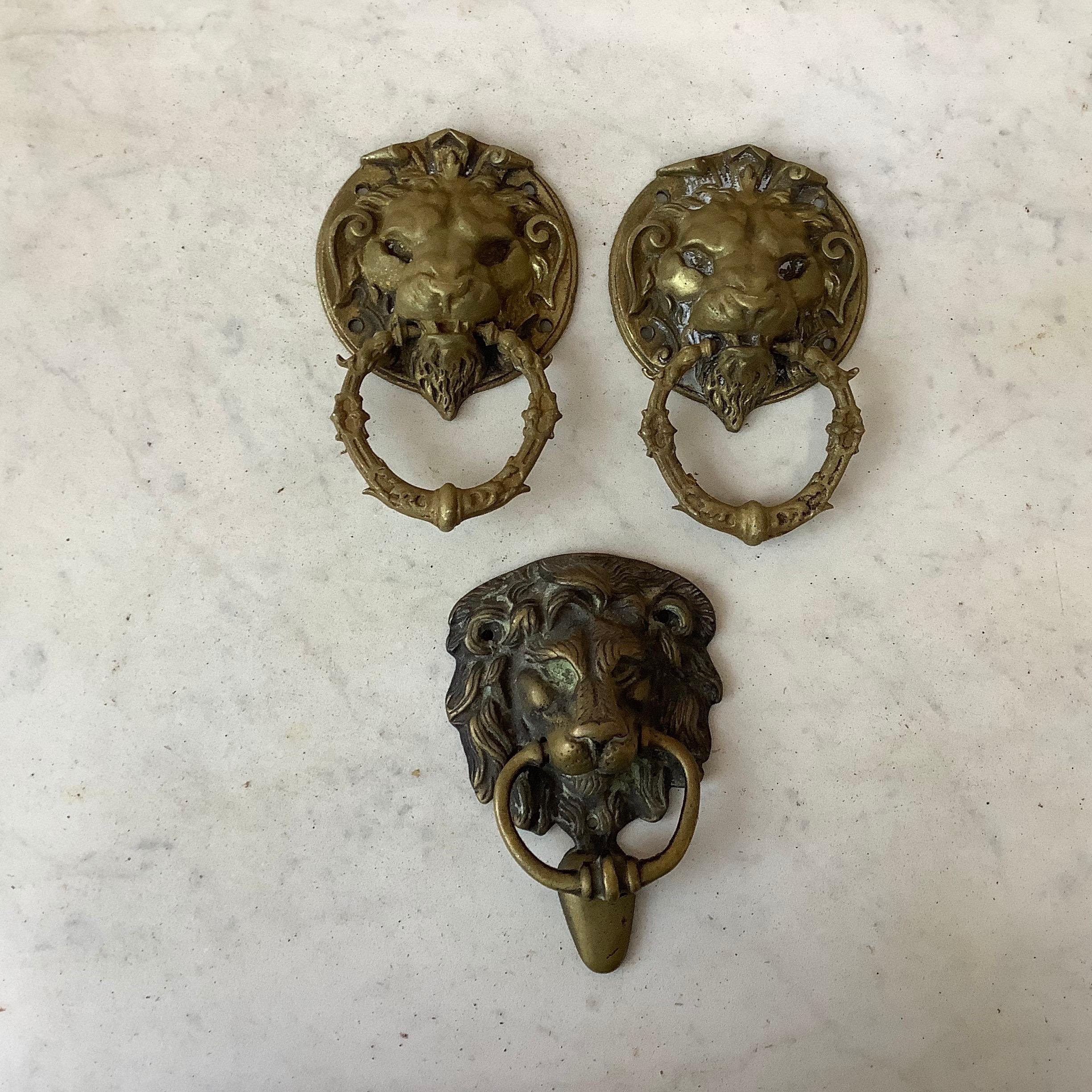 French Bronze Lion Head Door Knocker, circa 1880 In Good Condition In Austin, TX