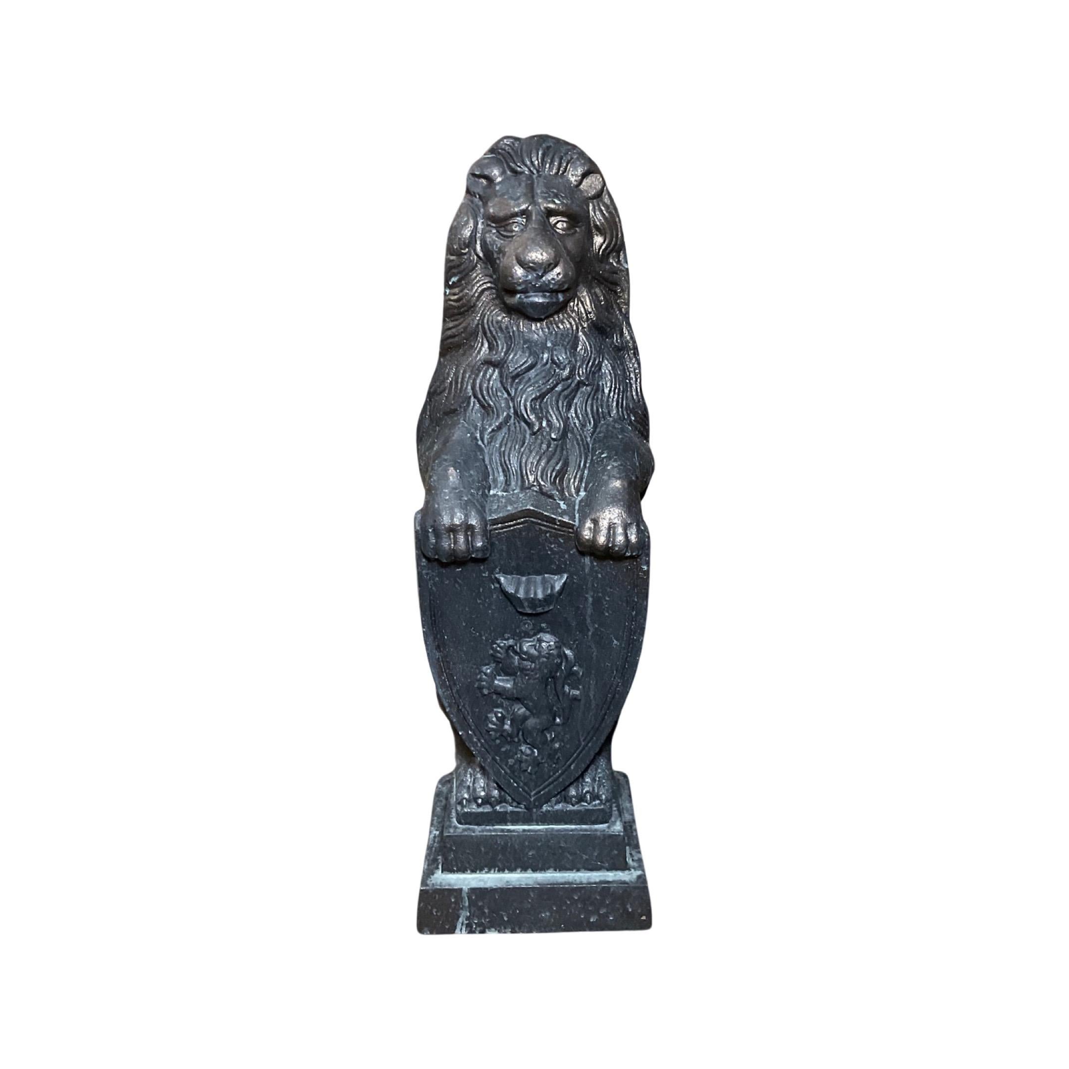 French Bronze Lion Sculpture Andirons For Sale 1