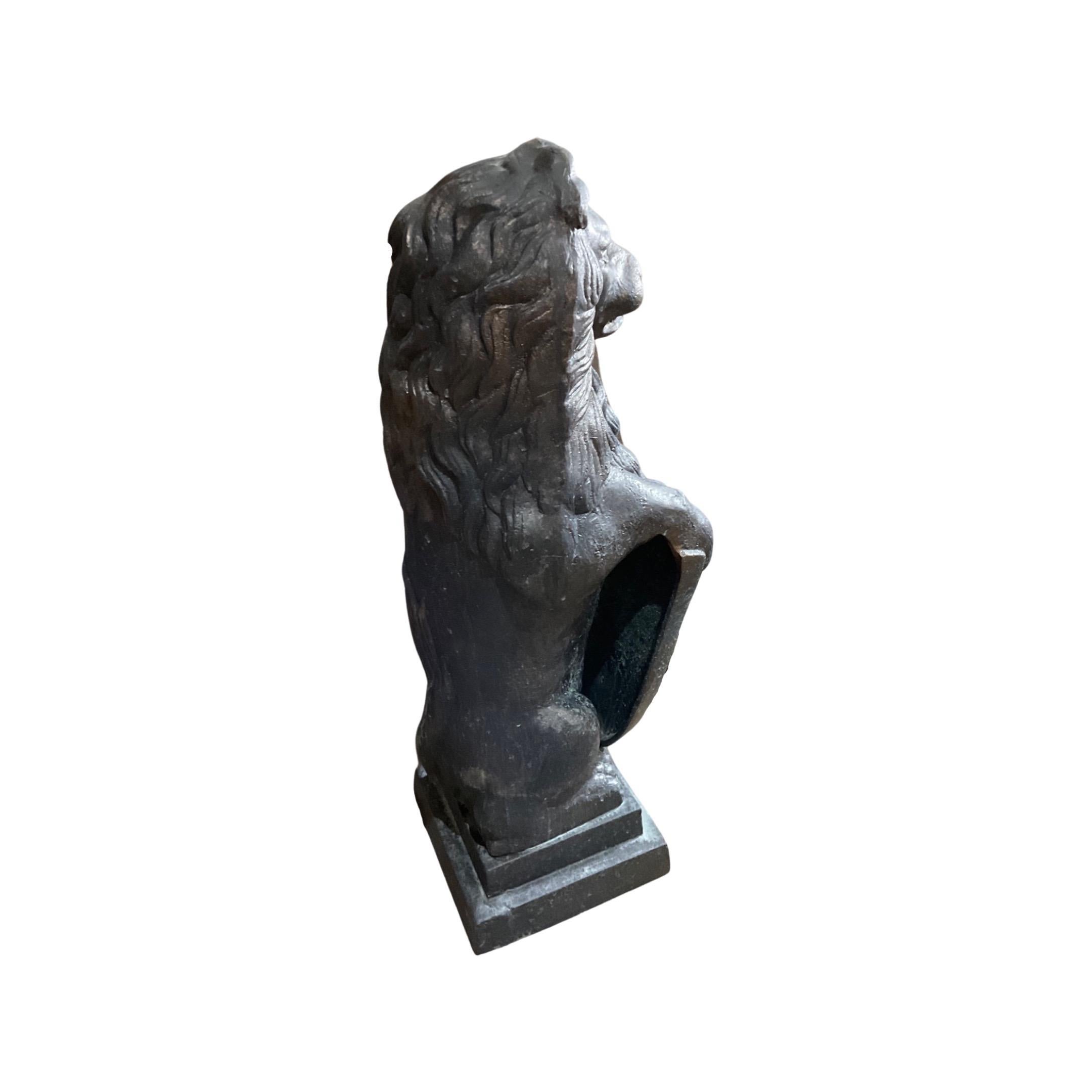 French Bronze Lion Sculpture Andirons For Sale 2