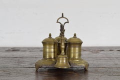 French Bronze Louis Philippe Period Inkwell and Bell Set, circa 1840