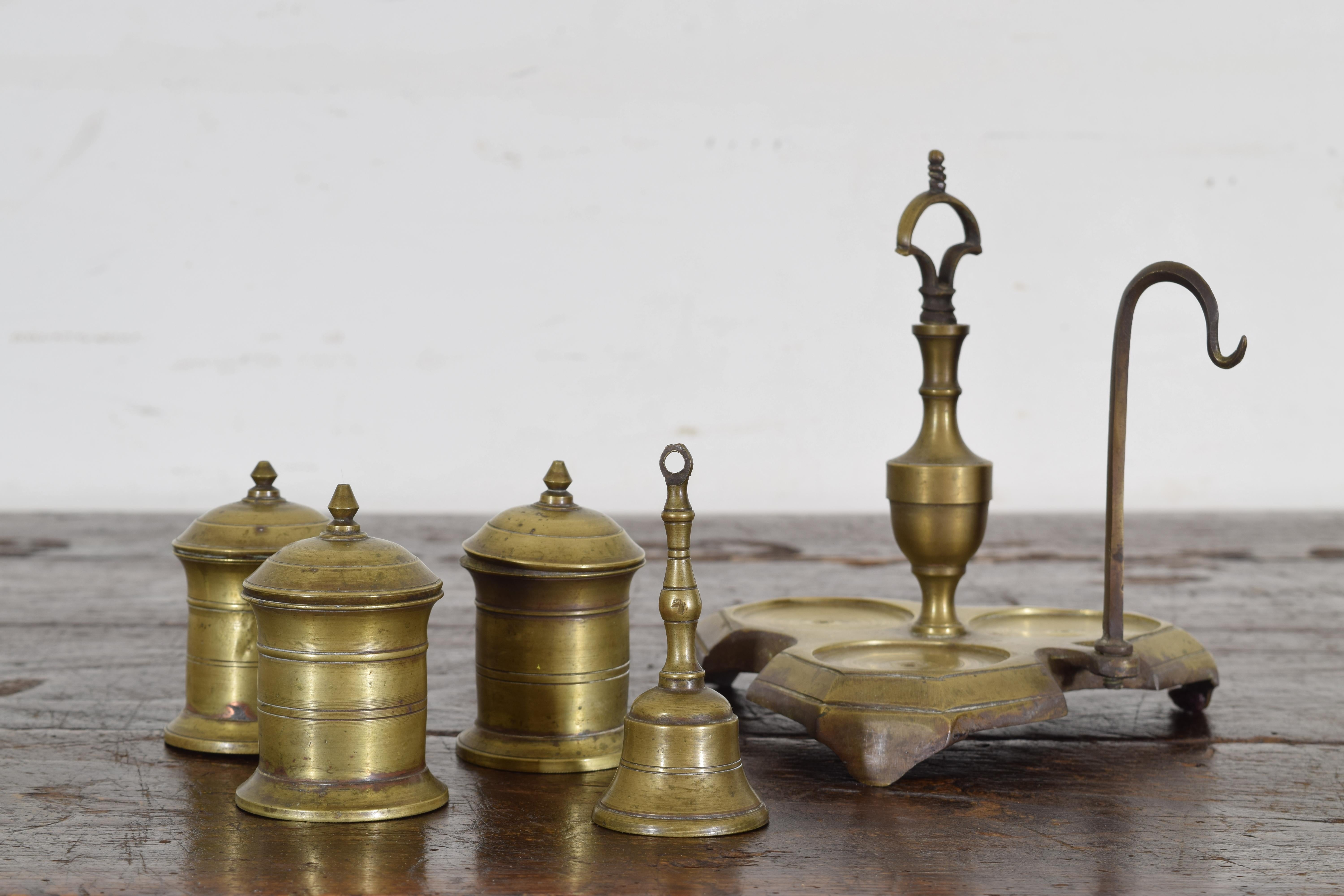 French Bronze Louis Philippe Period Inkwell and Bell Set, circa 1840 In Excellent Condition For Sale In Atlanta, GA
