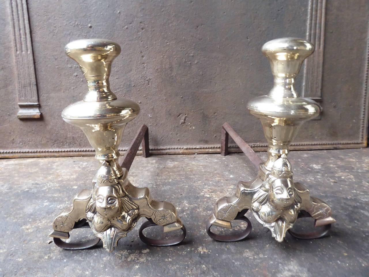 French Bronze Louis XIV Andirons, 17th Century, with Marmosets For Sale 3