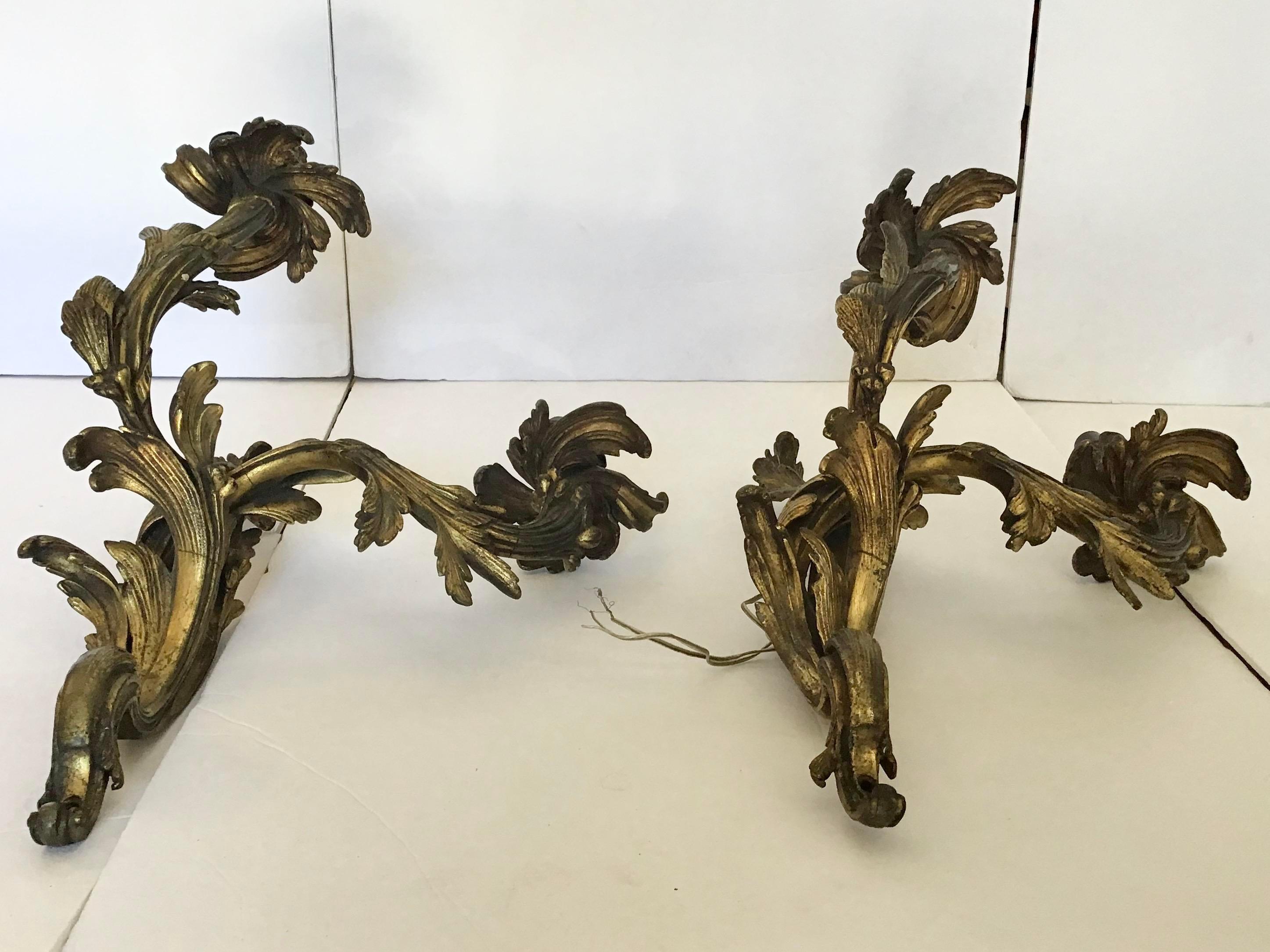 French Bronze Louis XV Wall Sconces, a Pair For Sale 2