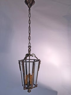 French Bronze Louis XVI Style Hanging Lantern, circa 1950
