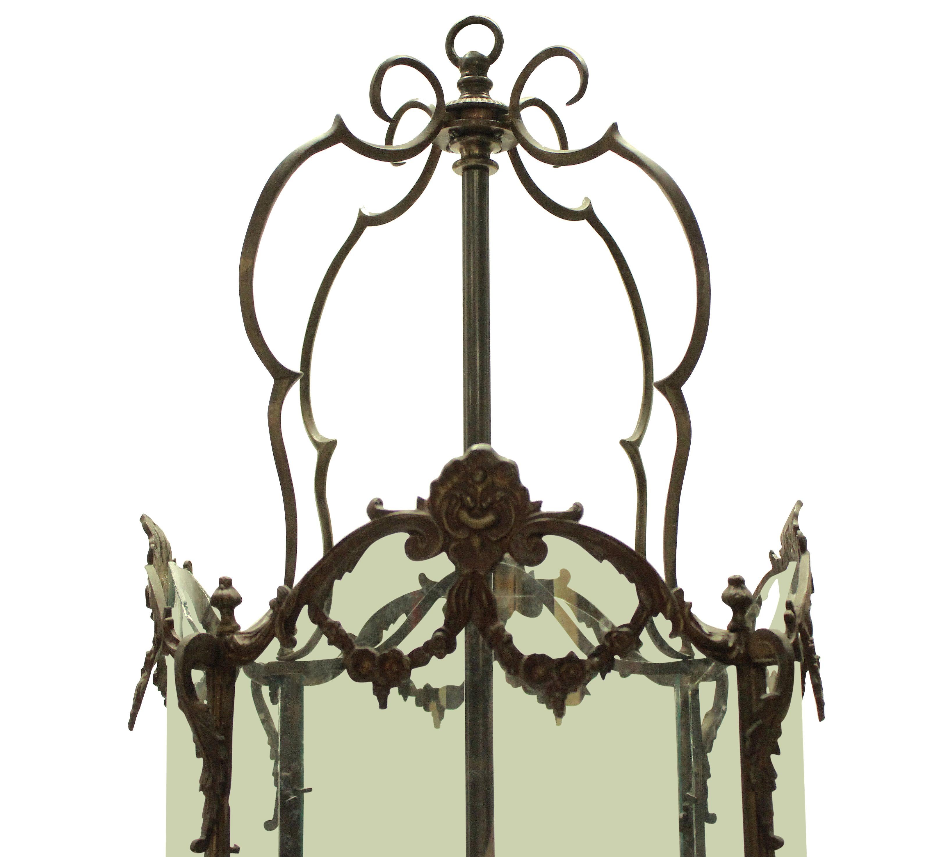 French Bronze Louis XVI Style Hanging Lantern 1