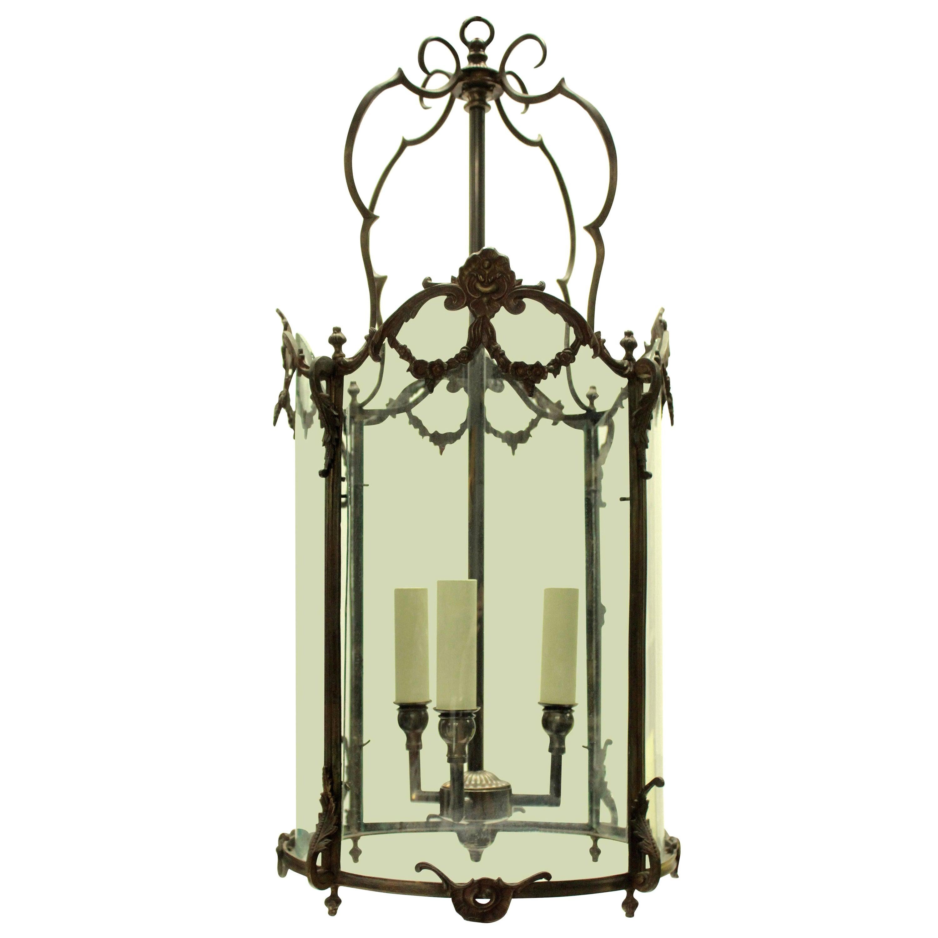 French Bronze Louis XVI Style Hanging Lantern