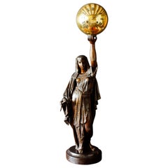 French Bronze Mantel Clock Depicting Aurora