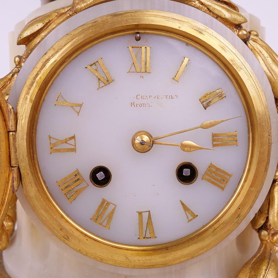 French Bronze & Marble Cupid Mantle Clock Louis XV Lemerie Charpentier, 1885 For Sale 2