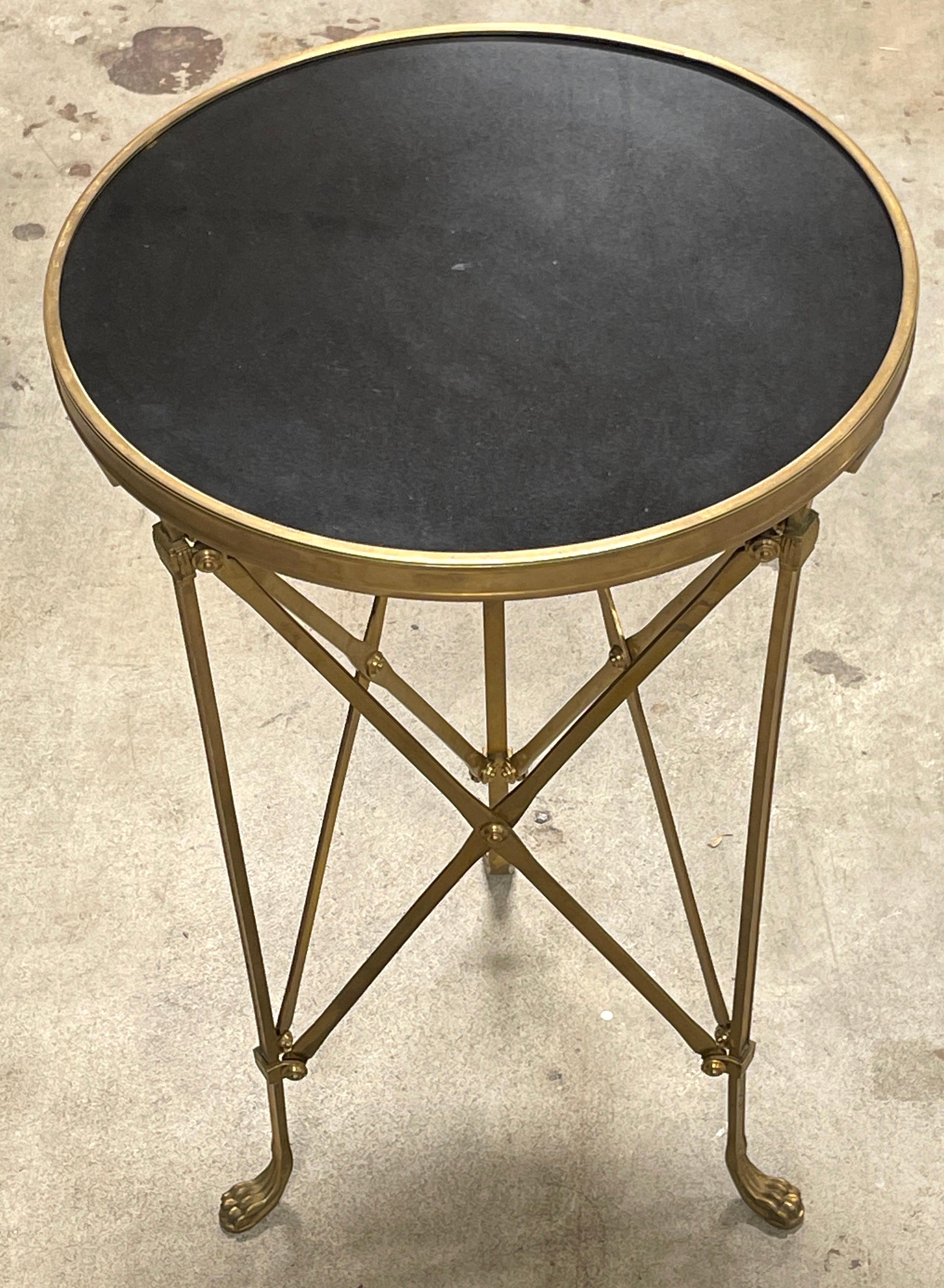 20th Century French Bronze & Marble Neoclassical Gueridon/ Side Table