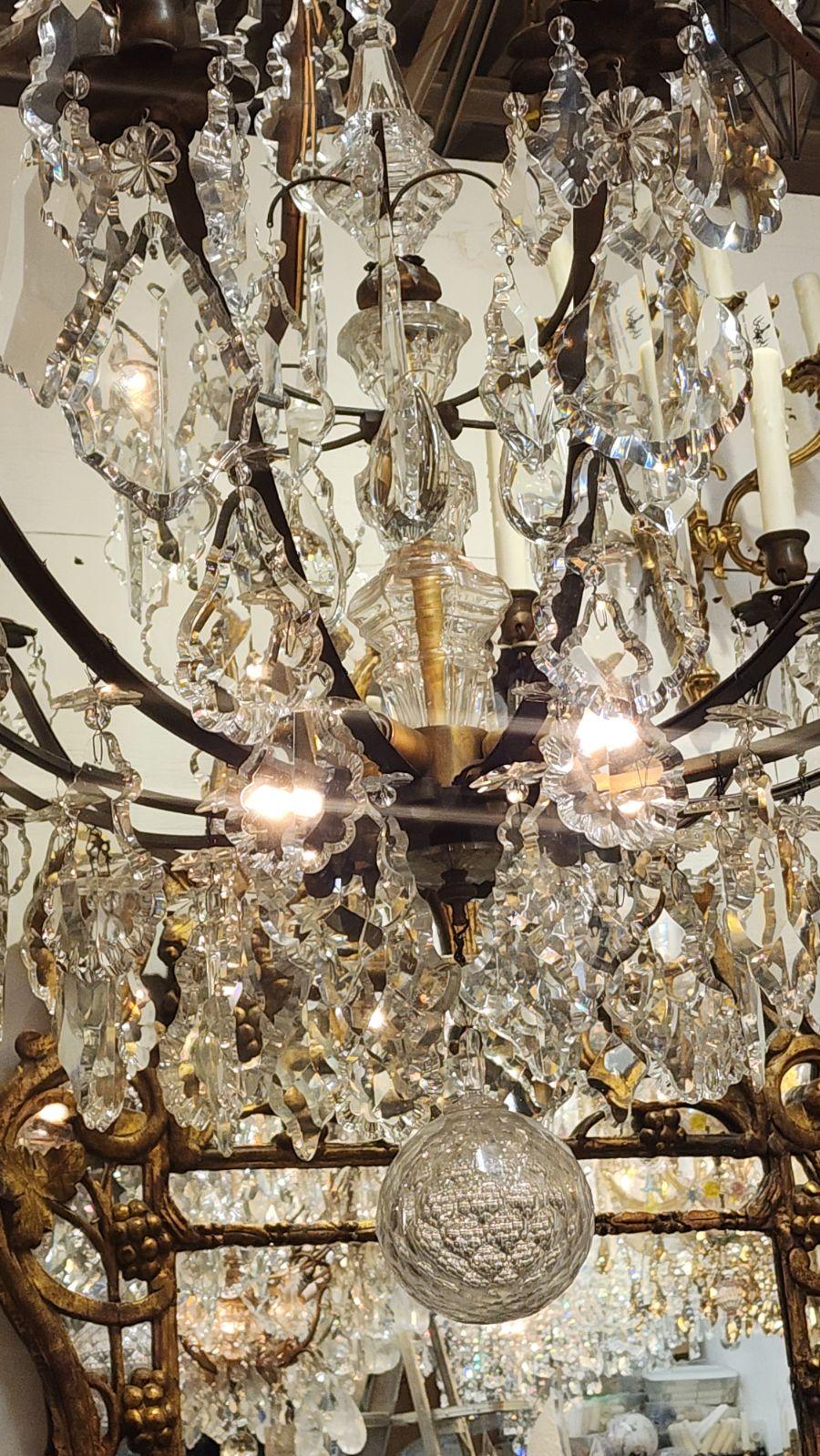 French Provincial French Bronze Marie Antoinette Style Chandelier  For Sale