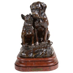 Antique French Bronze Mastiff and Bull Dog, by A. Boudarel