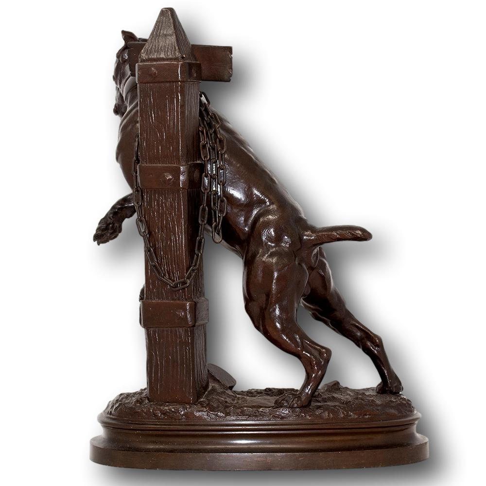 Moulage Figure française en bronze Mastiff signée Prosper LeCourtier