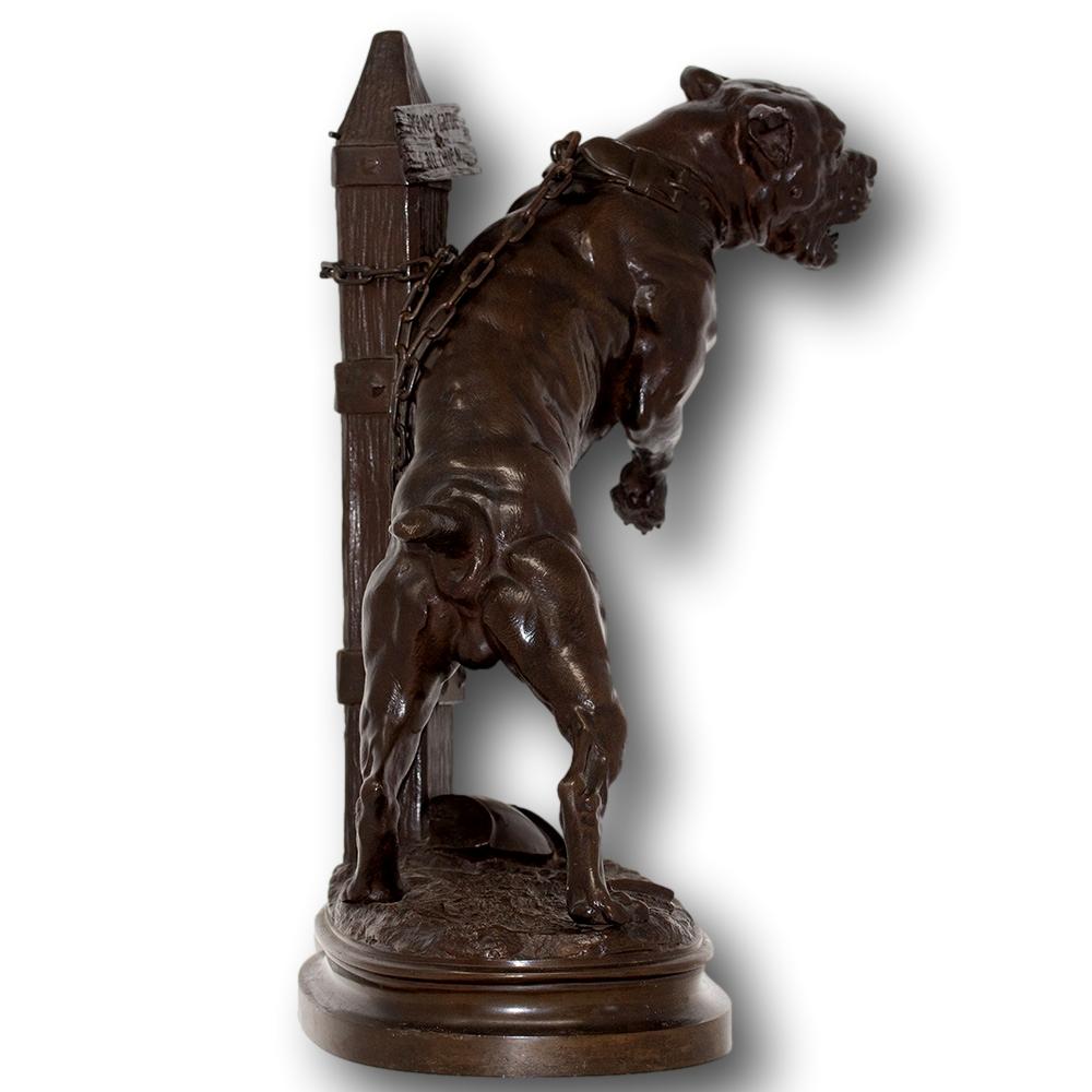 19th Century French Bronze Mastiff Figure Signed Prosper LeCourtier