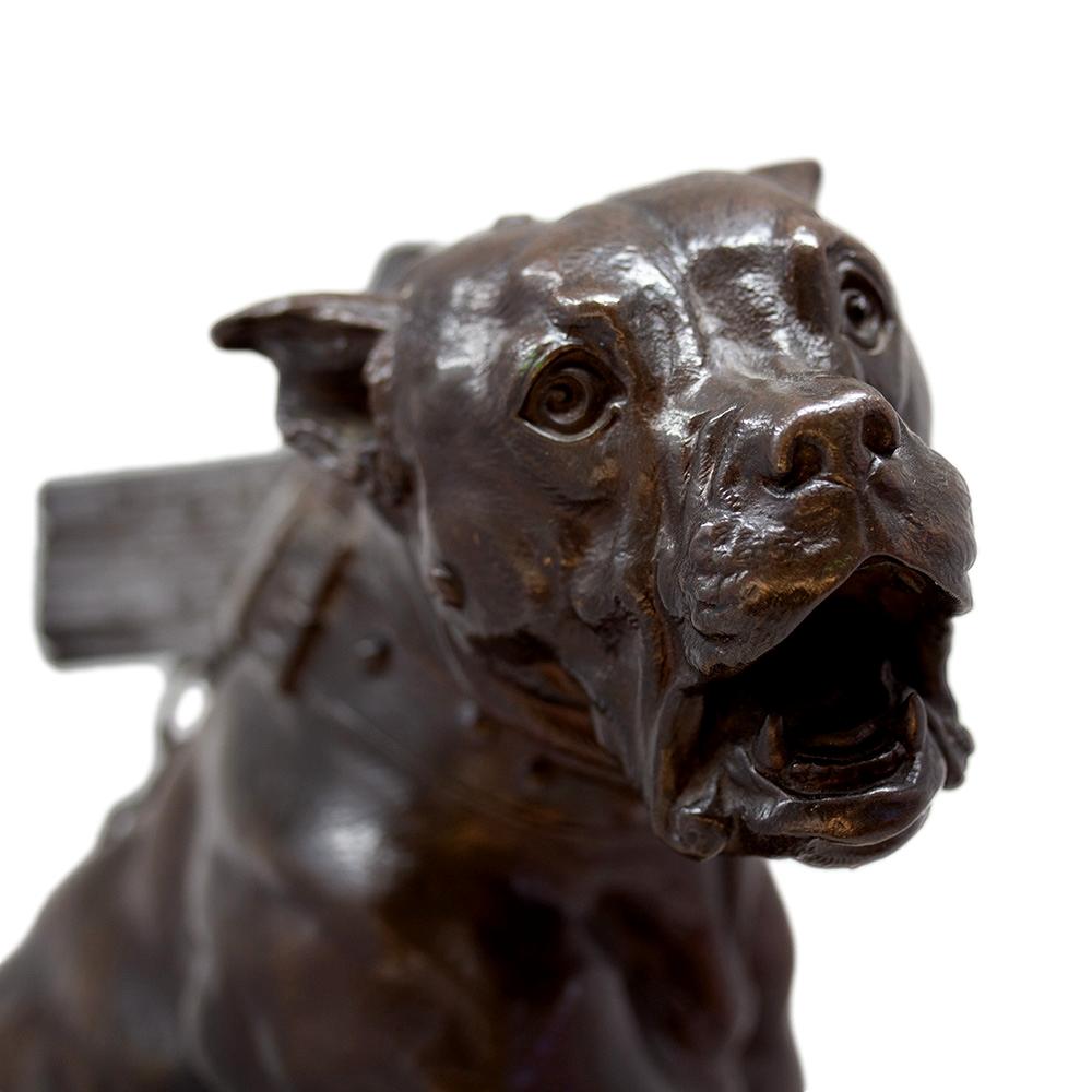 French Bronze Mastiff Figure Signed Prosper LeCourtier 1