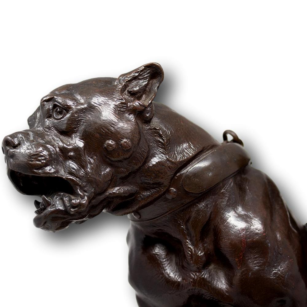 French Bronze Mastiff Figure Signed Prosper LeCourtier 2