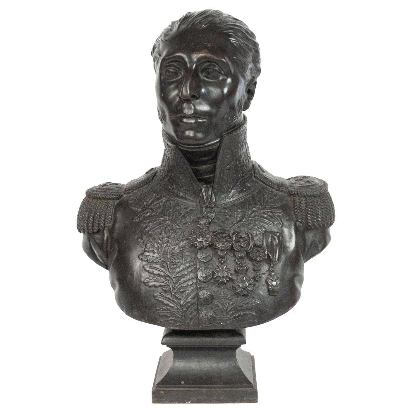 French Bronze Military Officer Bust
