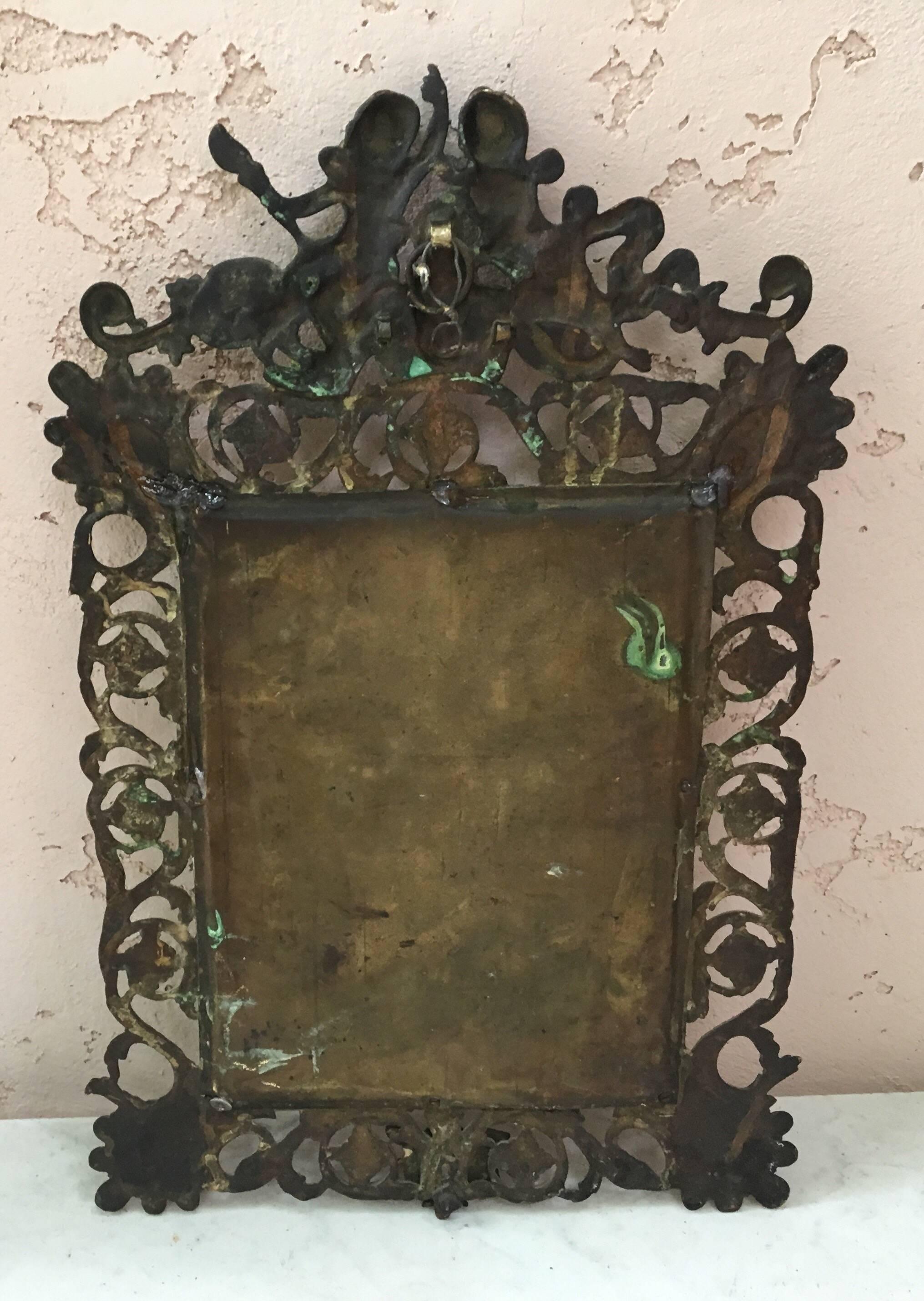 French Bronze Mirror Renaissance Style, circa 1880 In Good Condition In Austin, TX