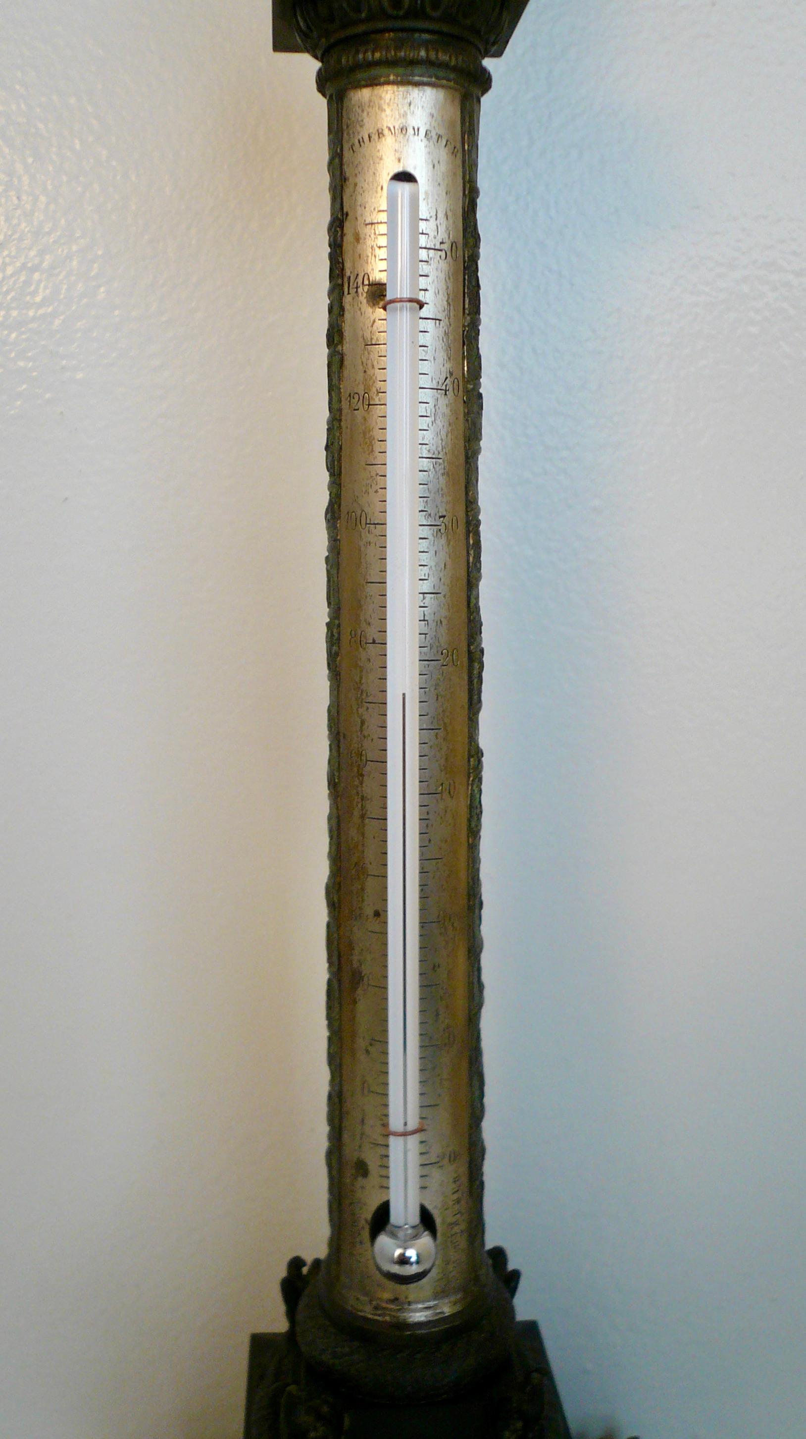 Patinated French Bronze Model of the Vendome Column with Thermometer
