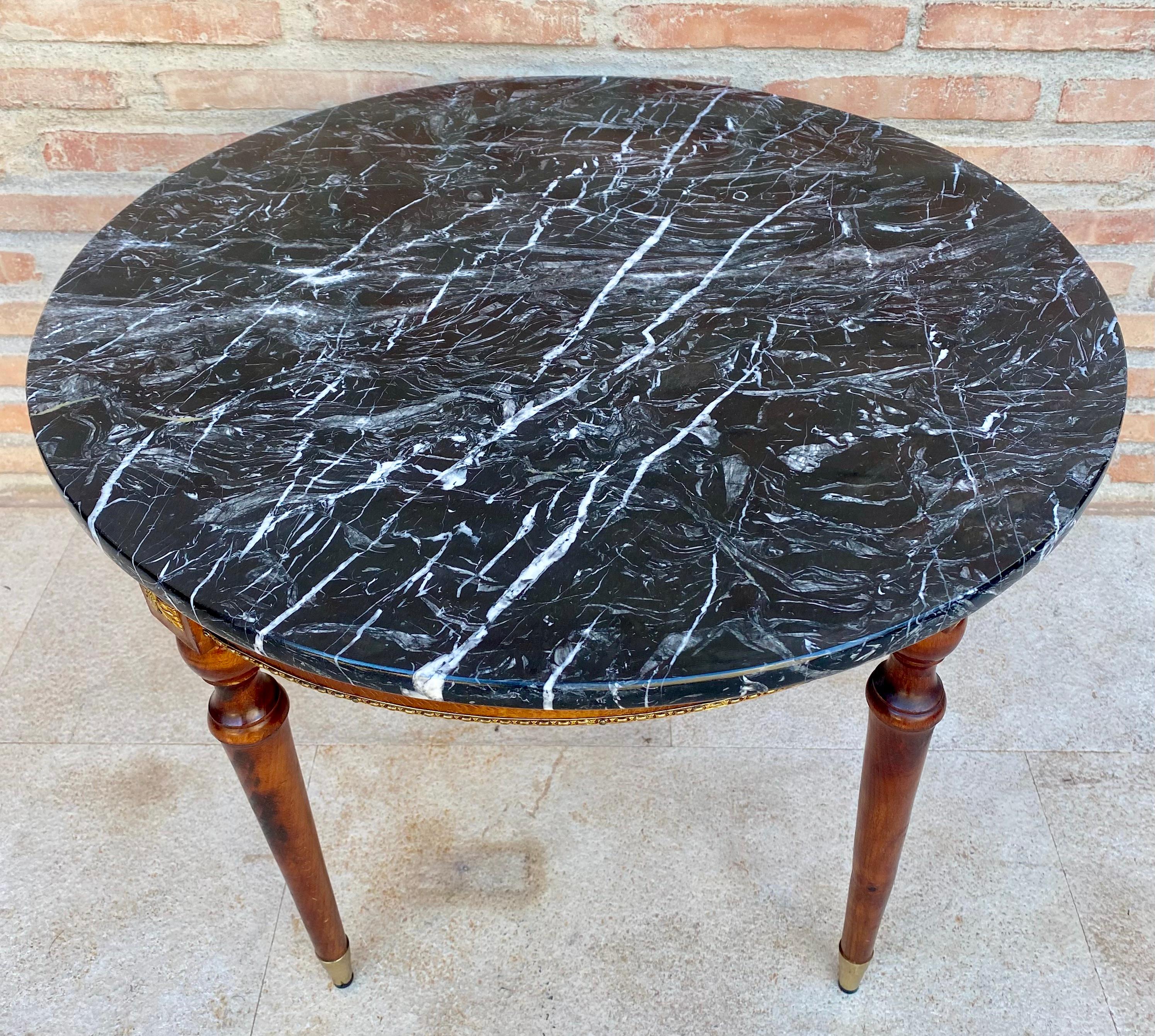 20th Century French Bronze Mounted Center, End or Sofa Table with Black Marble Top, 1940s For Sale