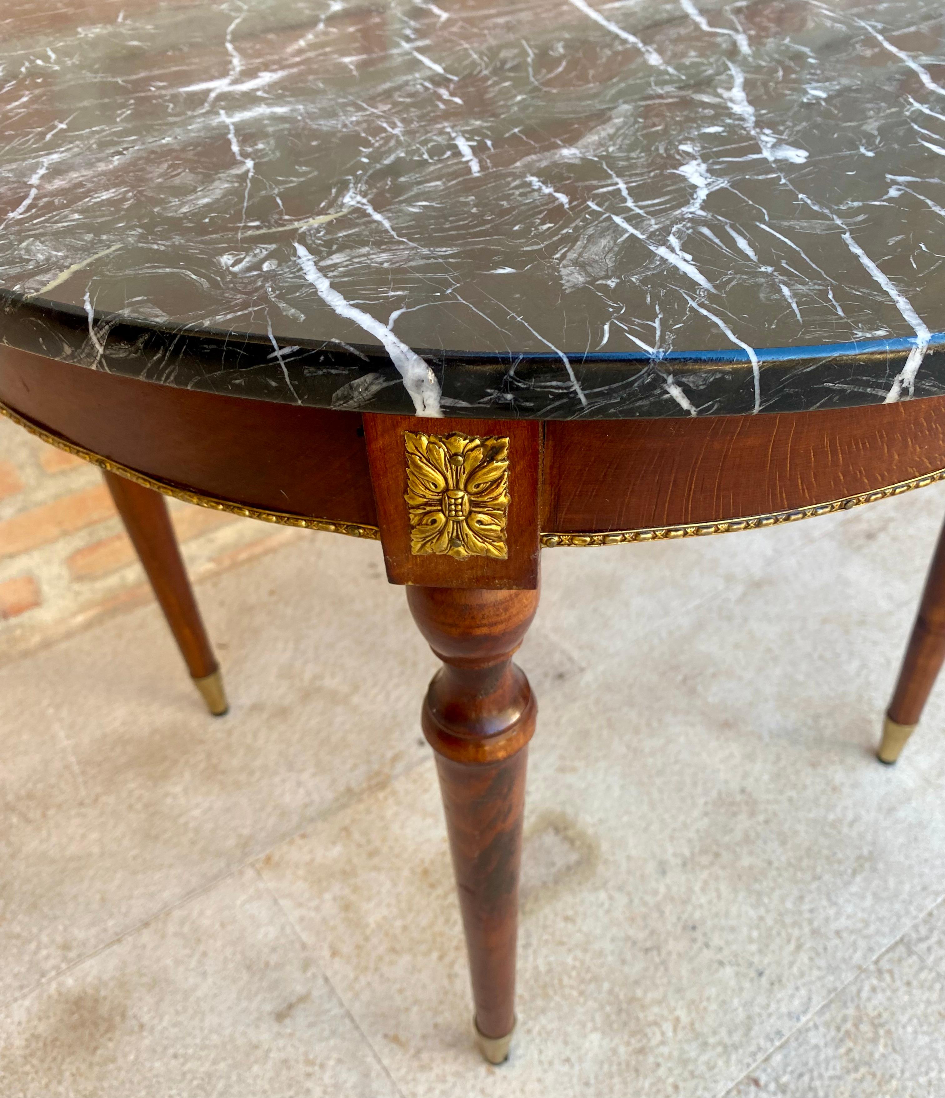 French Bronze Mounted Center, End or Sofa Table with Black Marble Top, 1940s For Sale 1