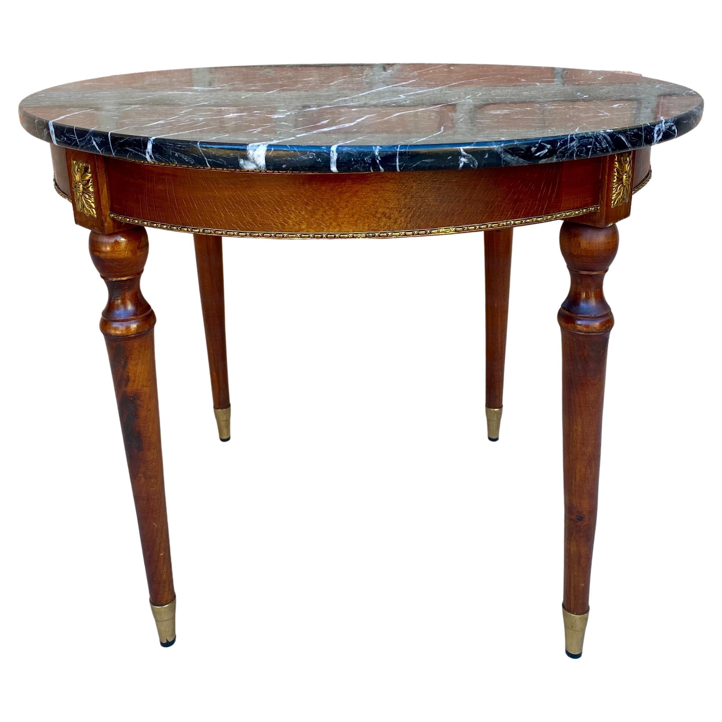 French Bronze Mounted Center, End or Sofa Table with Black Marble Top, 1940s For Sale