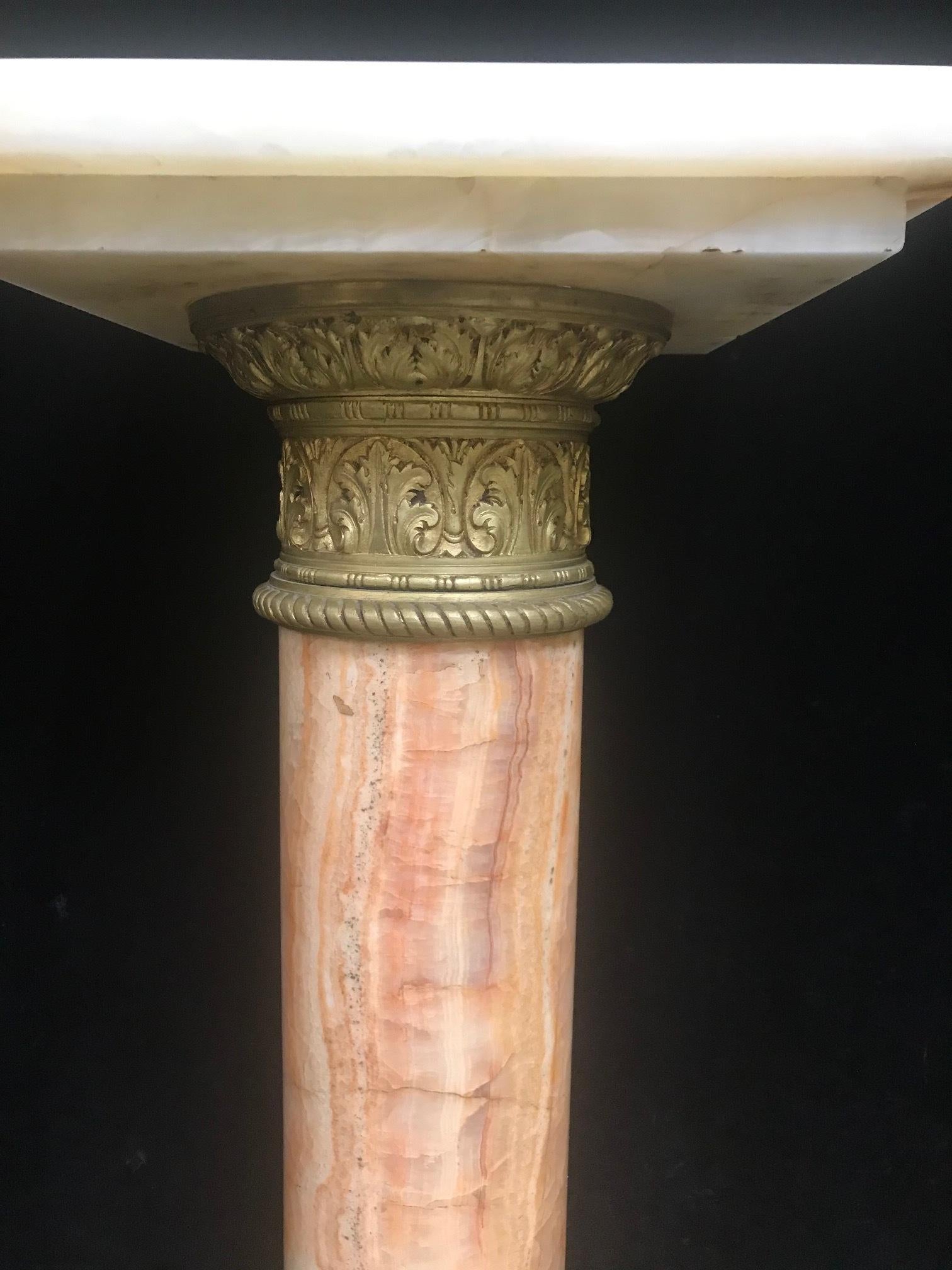French Bronze Mounted Onyx Pedestal, 19th Century In Good Condition In Cypress, CA