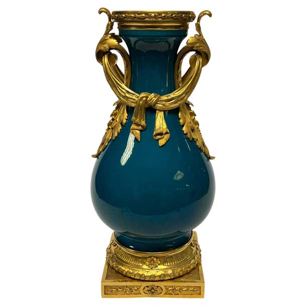 French Bronze Mounted Porcelain Vase with Turquoise Glaze For Sale at ...
