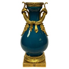 French Bronze Mounted Porcelain Vase with Turquoise Glaze