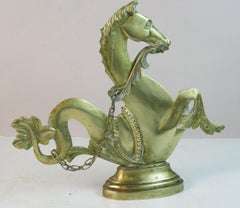Scultura in bronzo francese di cavallo marino mitico