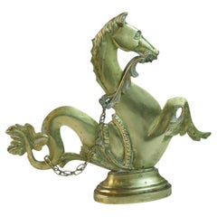 Scultura in bronzo francese di cavallo marino mitico