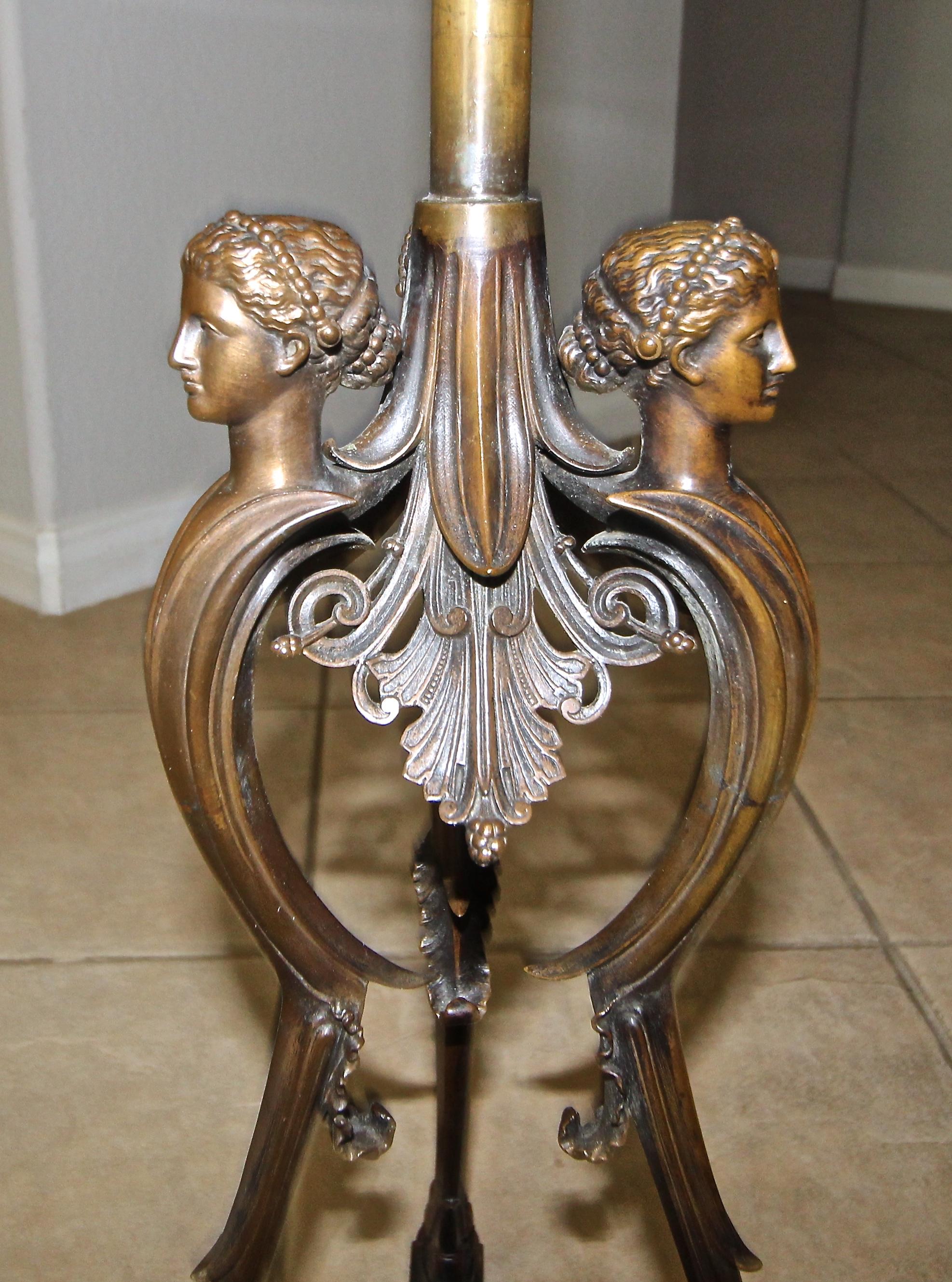 French Bronze Neoclassic Faux Malachite Side Table 7